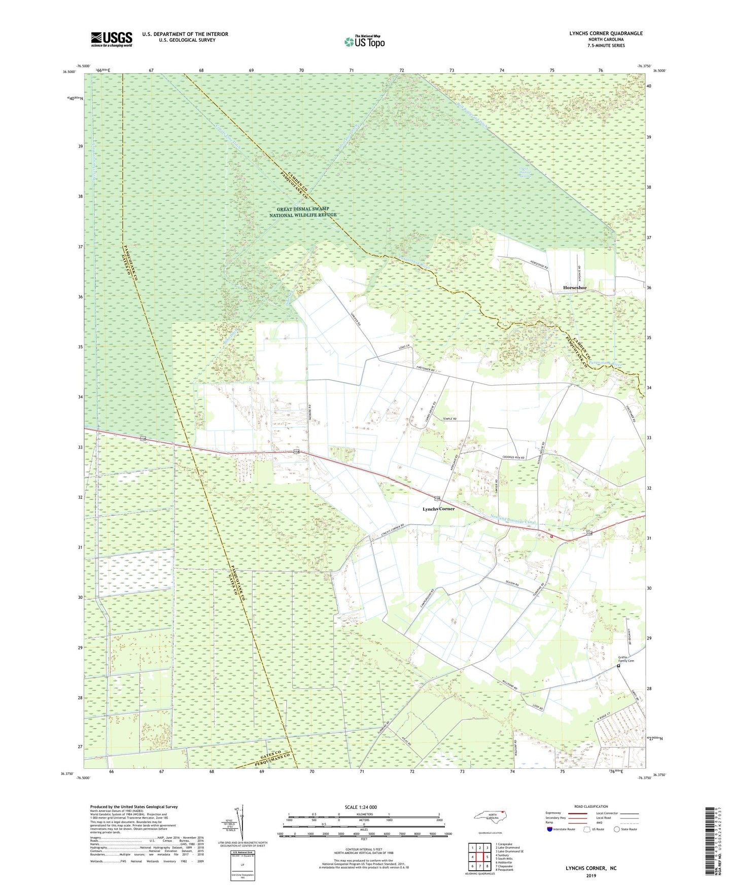 Lynchs Corner North Carolina US Topo Map Image
