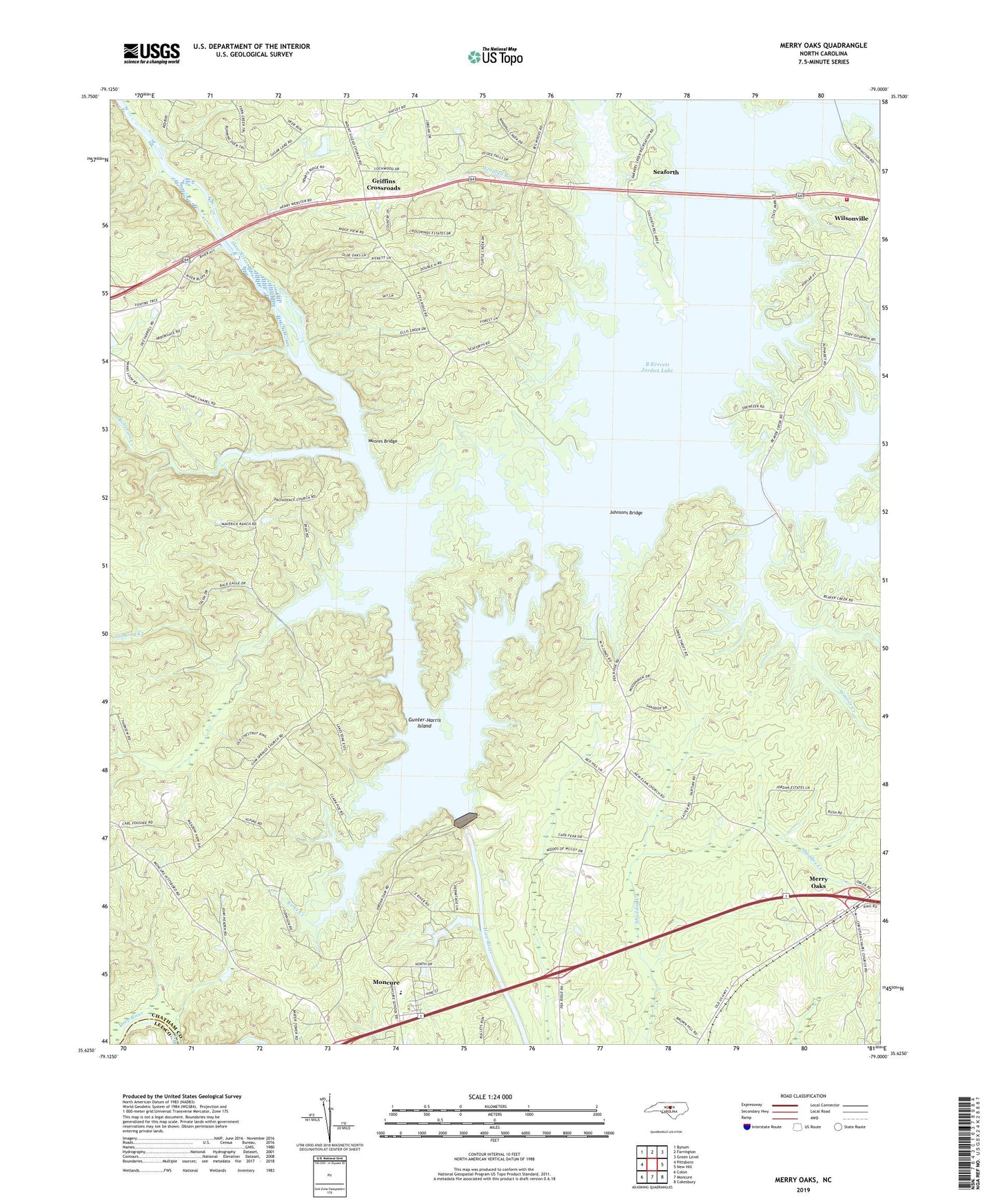 Merry Oaks North Carolina US Topo Map Image