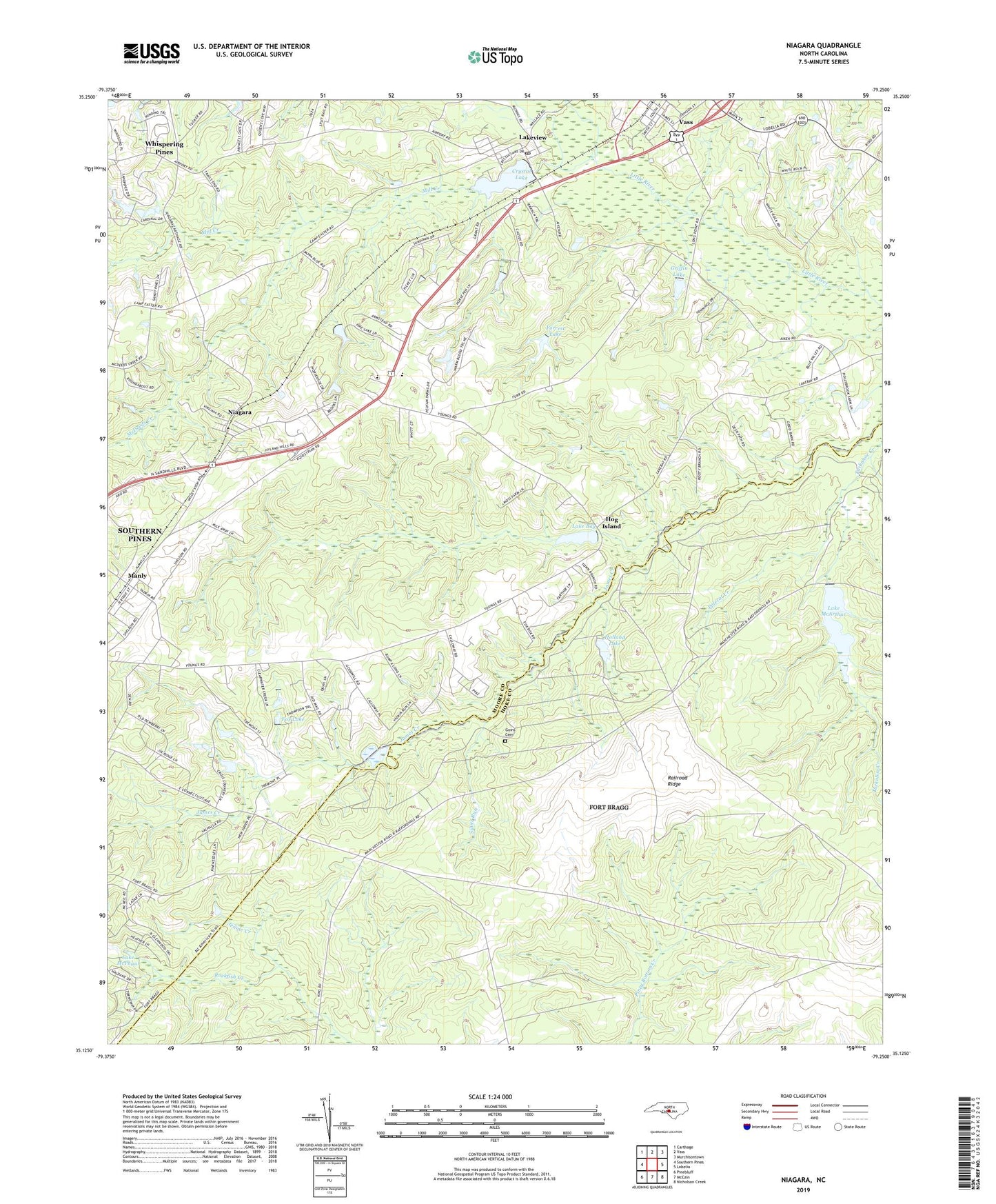 Niagara North Carolina US Topo Map Image