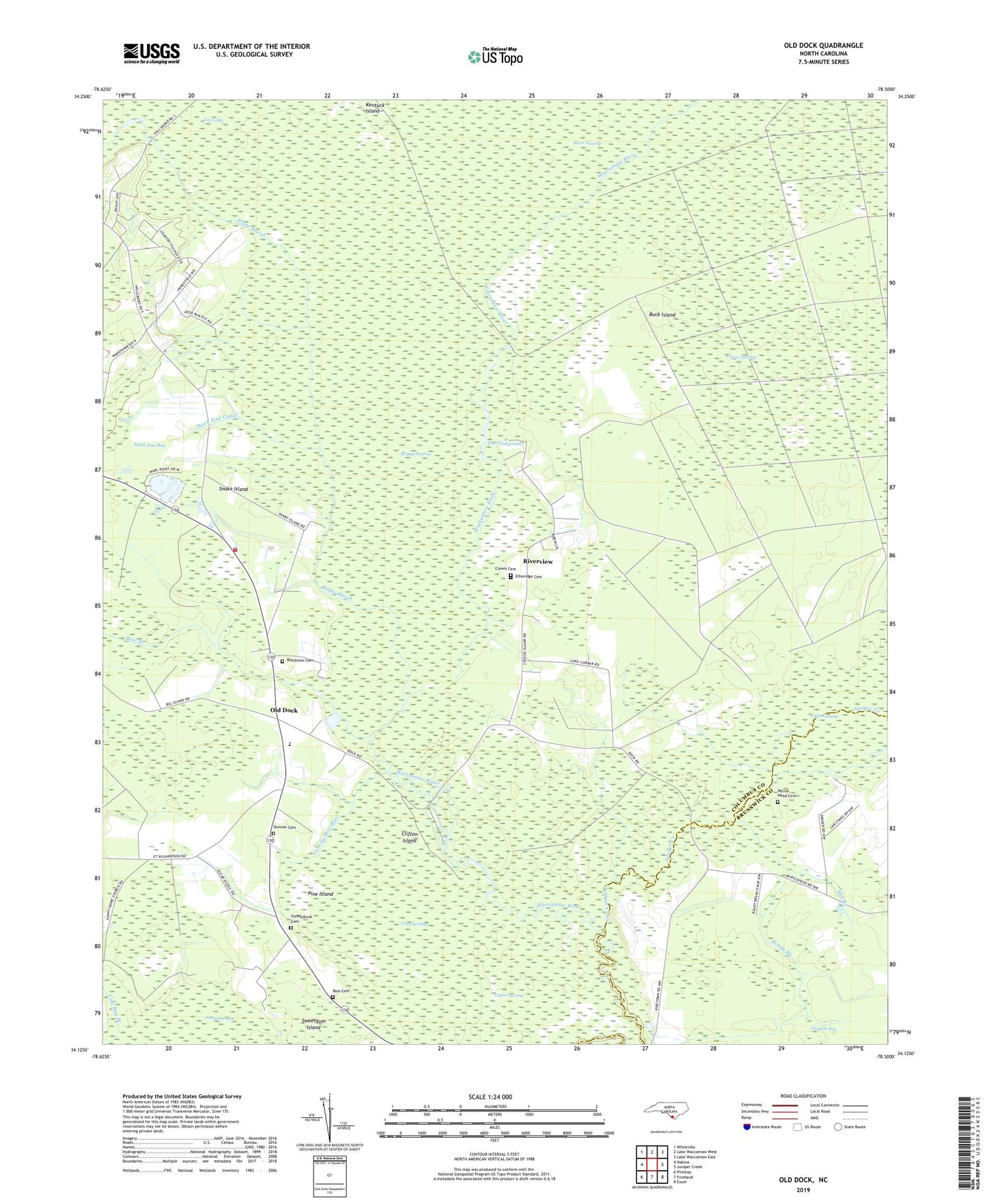 Old Dock North Carolina US Topo Map Image