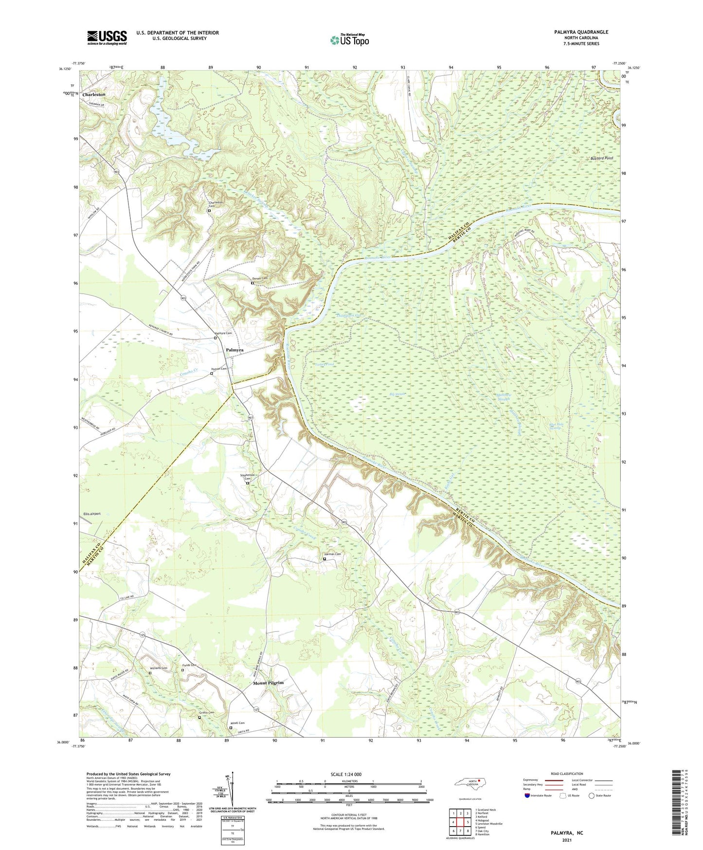 Palmyra North Carolina US Topo Map Image