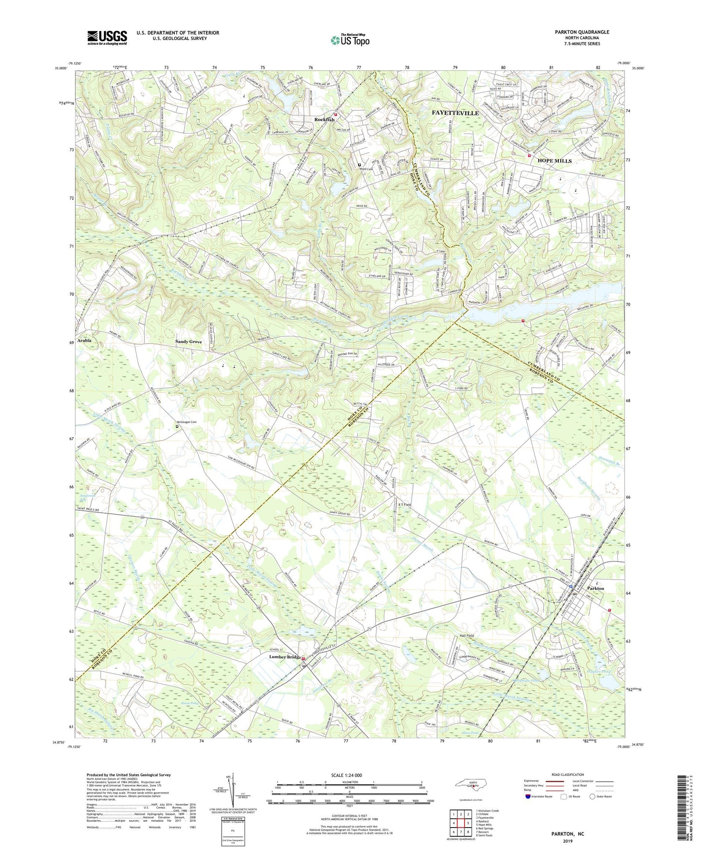 Parkton North Carolina US Topo Map Image