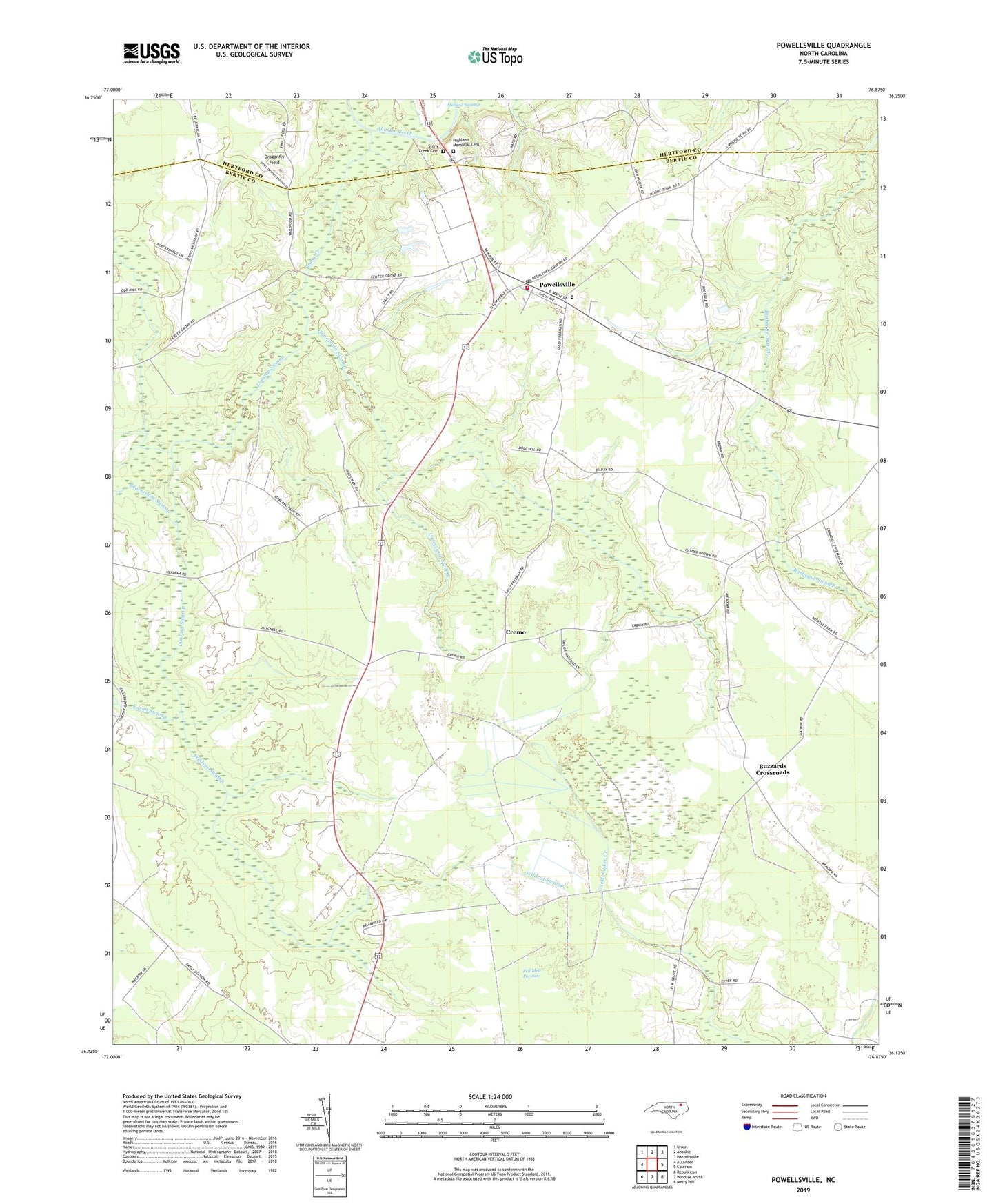 Powellsville North Carolina US Topo Map Image