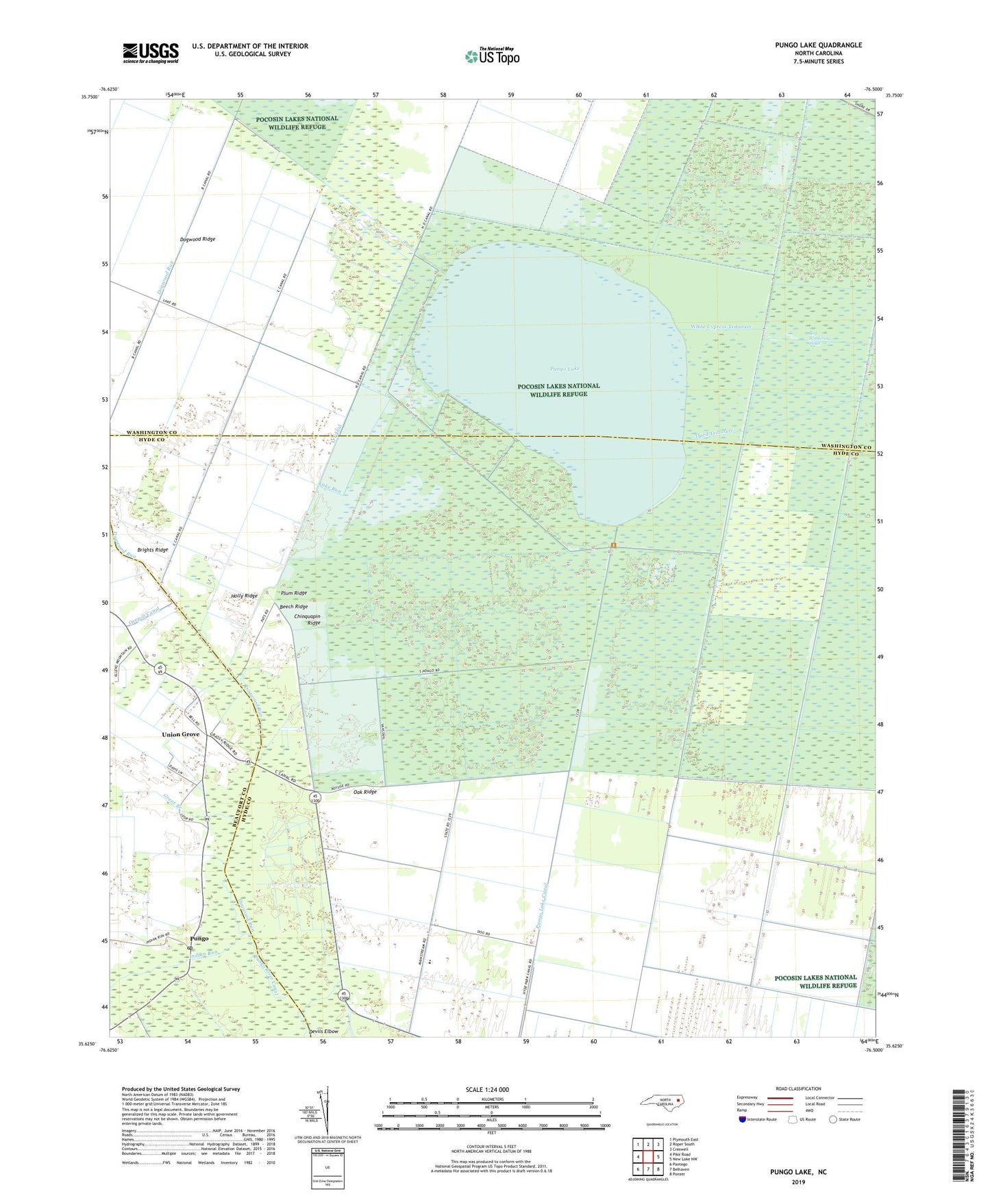 Pungo Lake North Carolina US Topo Map Image