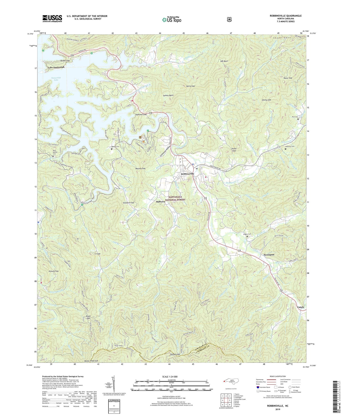 Robbinsville North Carolina US Topo Map Image