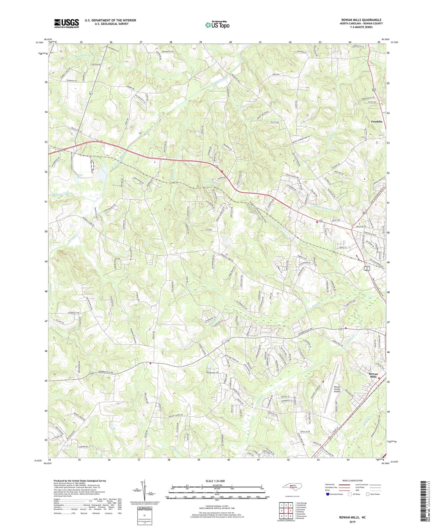 Rowan Mills North Carolina US Topo Map Image