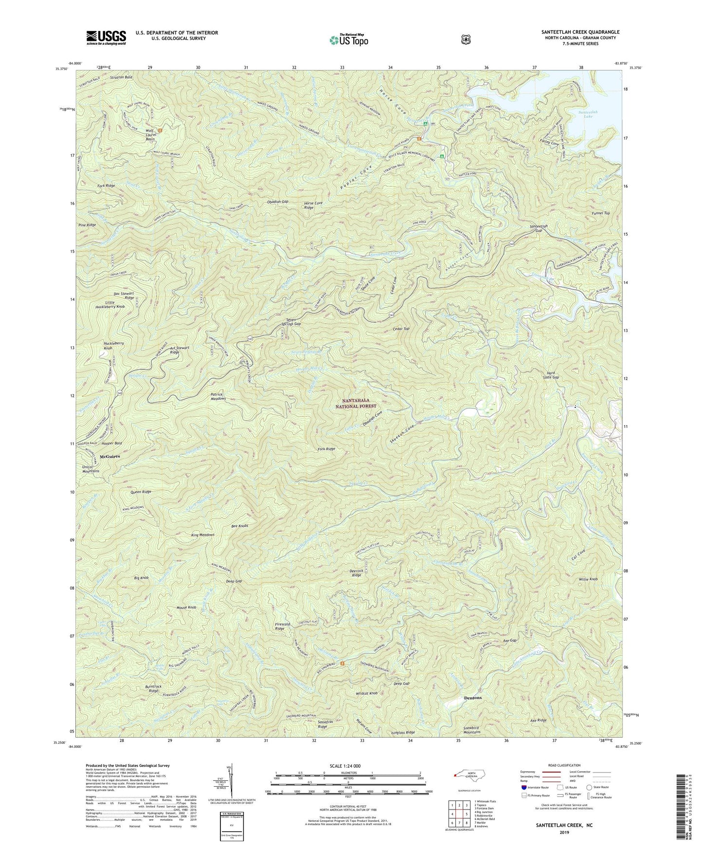 Santeetlah Creek North Carolina US Topo Map Image