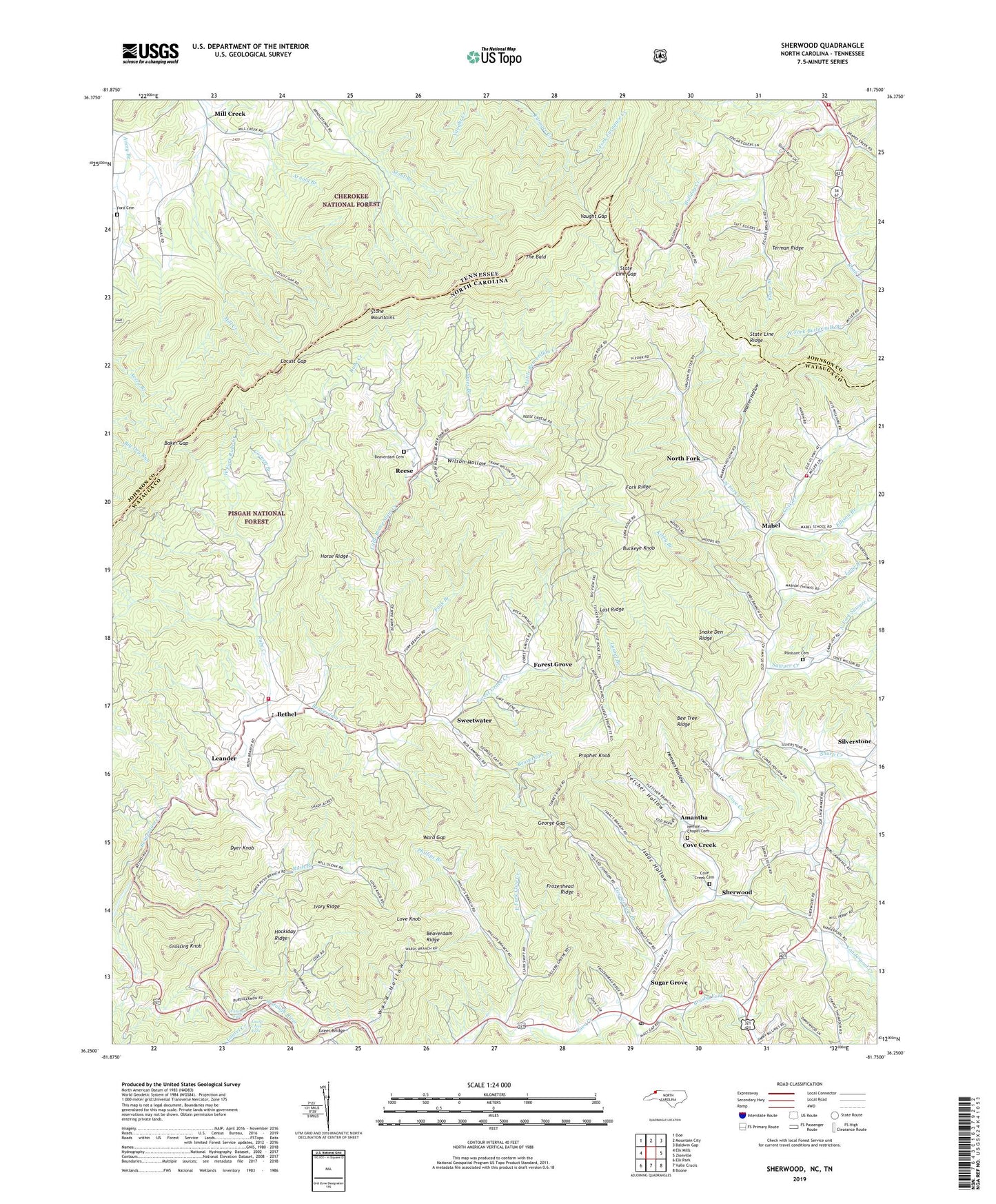 Sherwood North Carolina US Topo Map Image