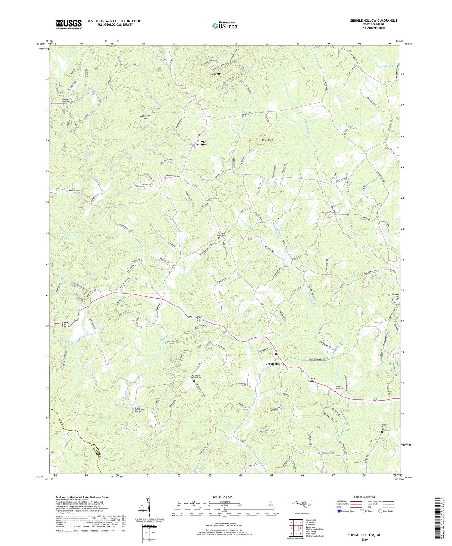 Shingle Hollow North Carolina US Topo Map Image