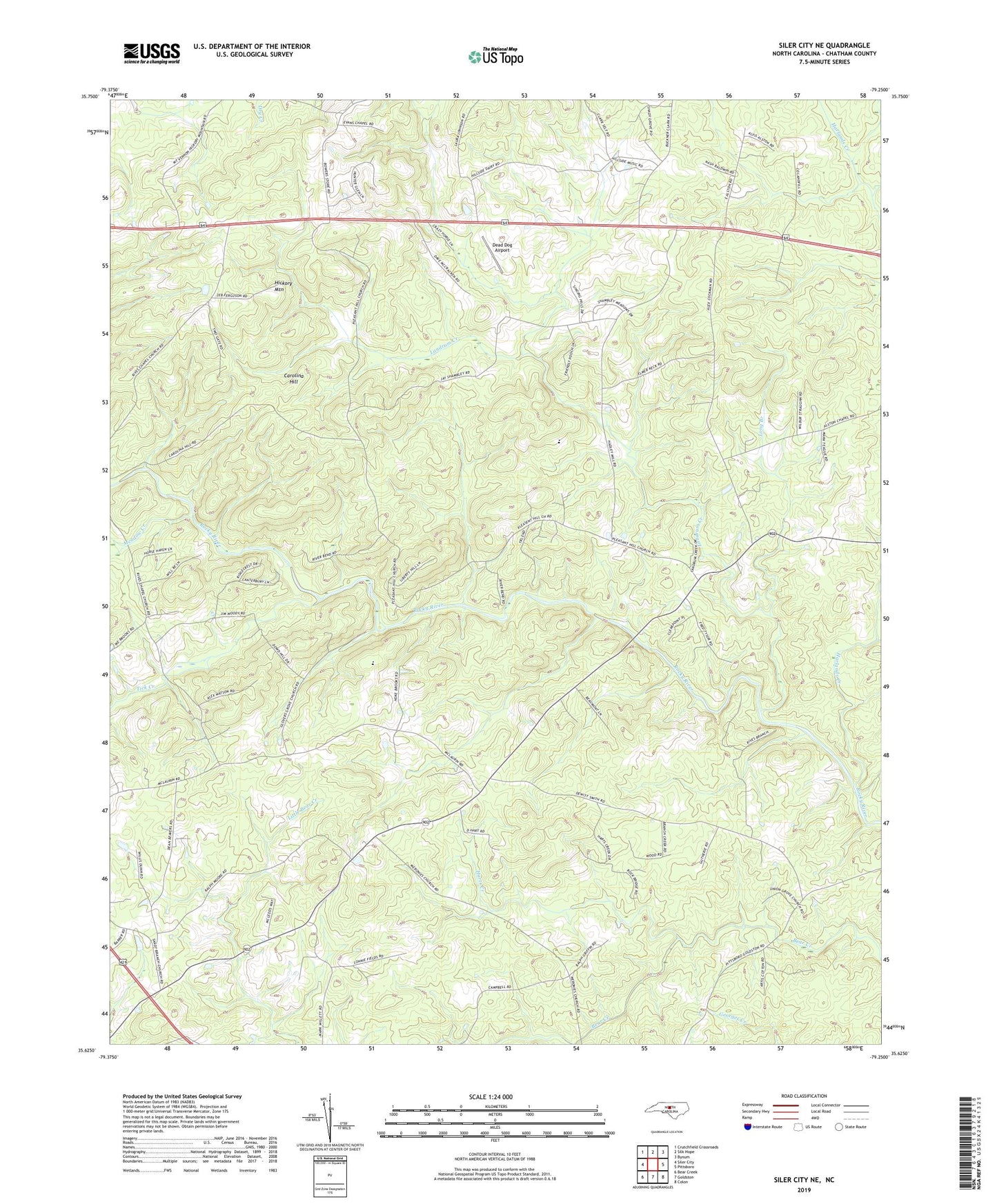 Siler City NE North Carolina US Topo Map Image