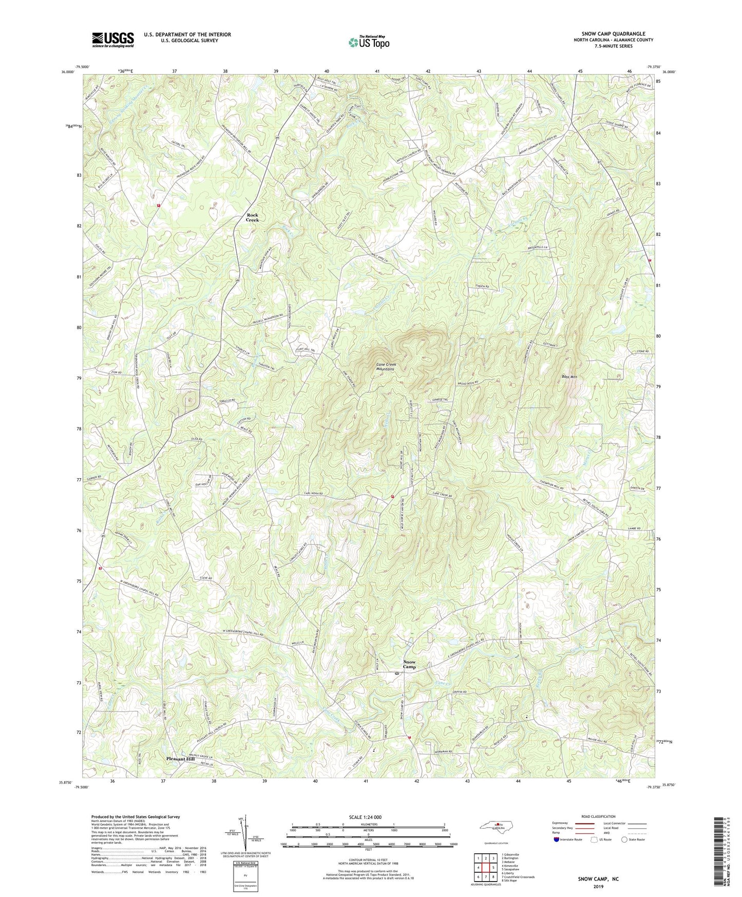 Snow Camp North Carolina US Topo Map Image