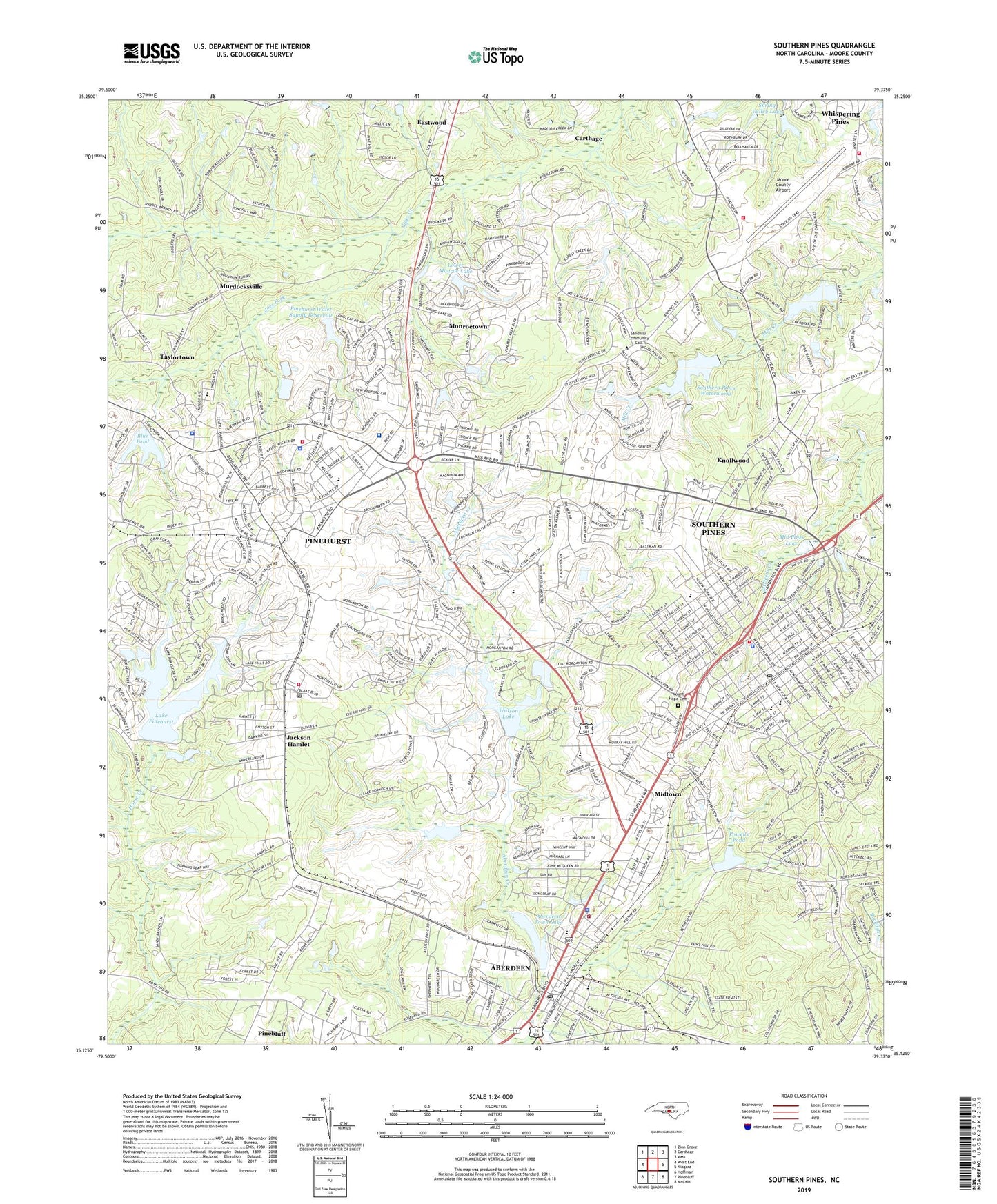 Southern Pines North Carolina US Topo Map Image