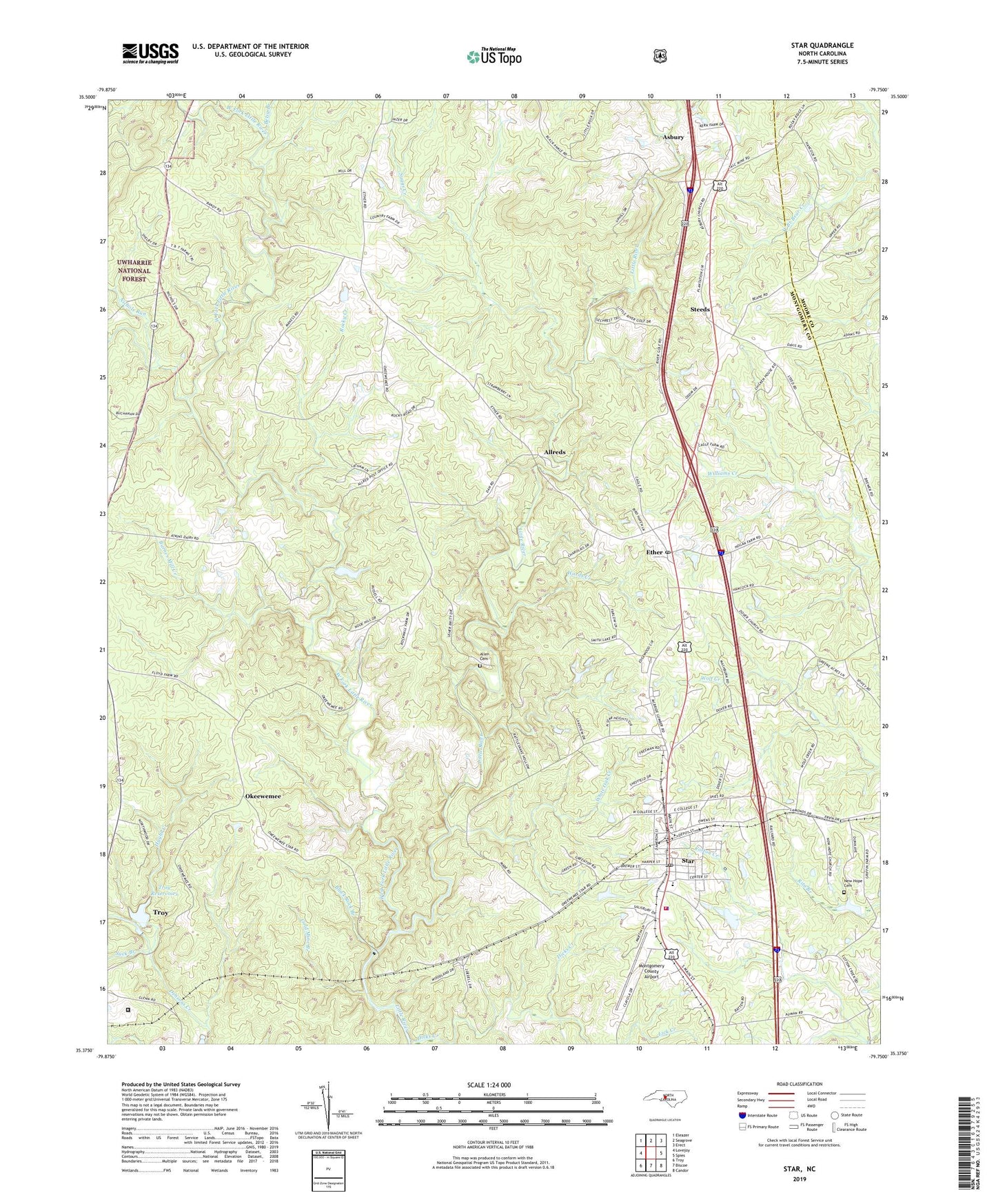 Star North Carolina US Topo Map Image