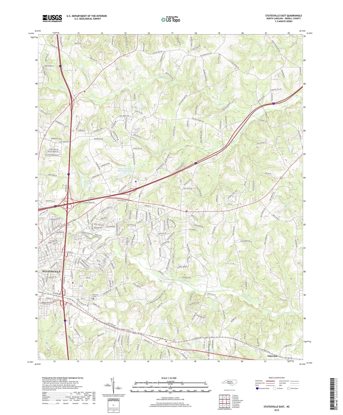 Statesville East North Carolina US Topo Map Image