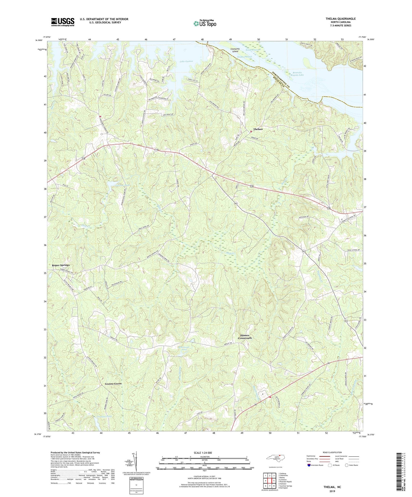Thelma North Carolina US Topo Map Image