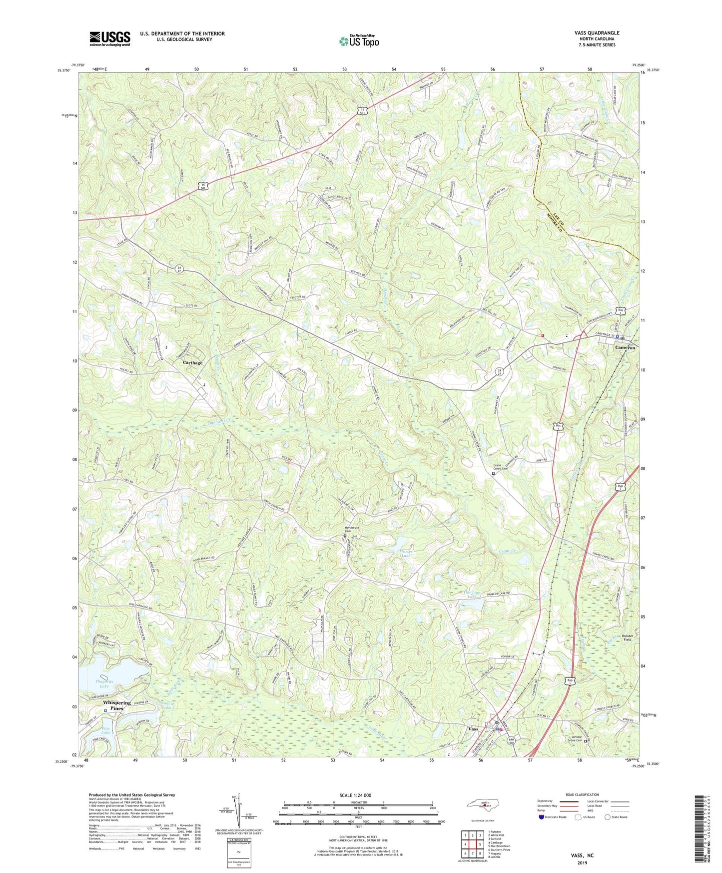 Vass North Carolina US Topo Map Image