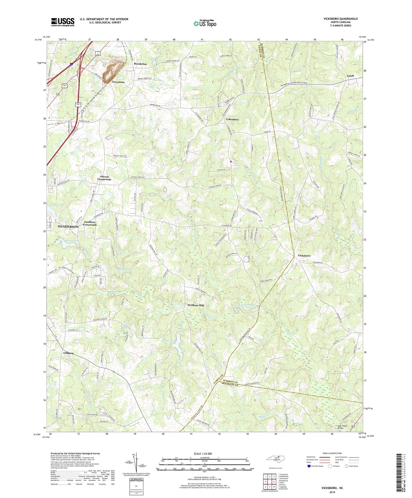 Vicksboro North Carolina US Topo Map Image