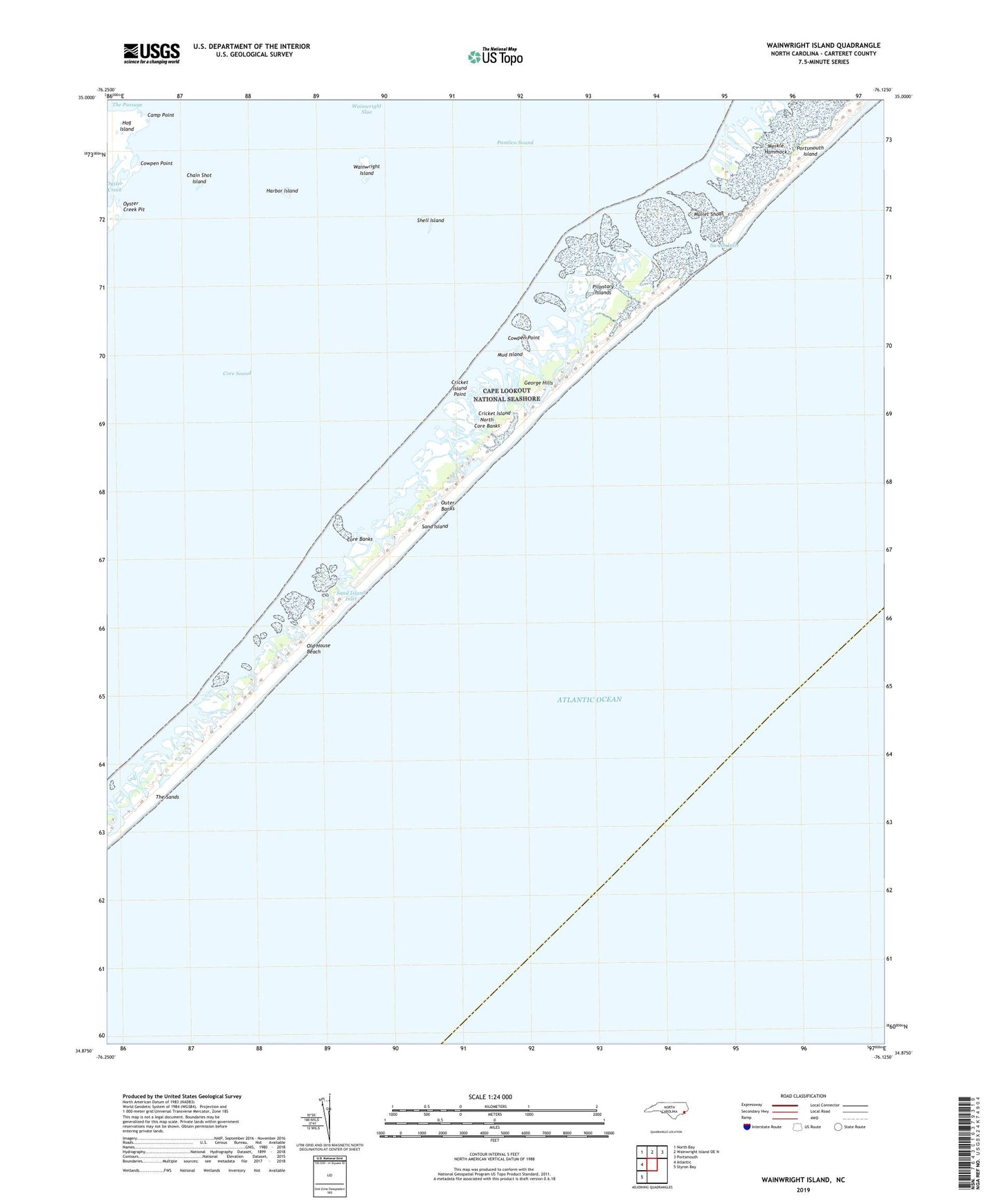 Wainwright Island North Carolina US Topo Map Image