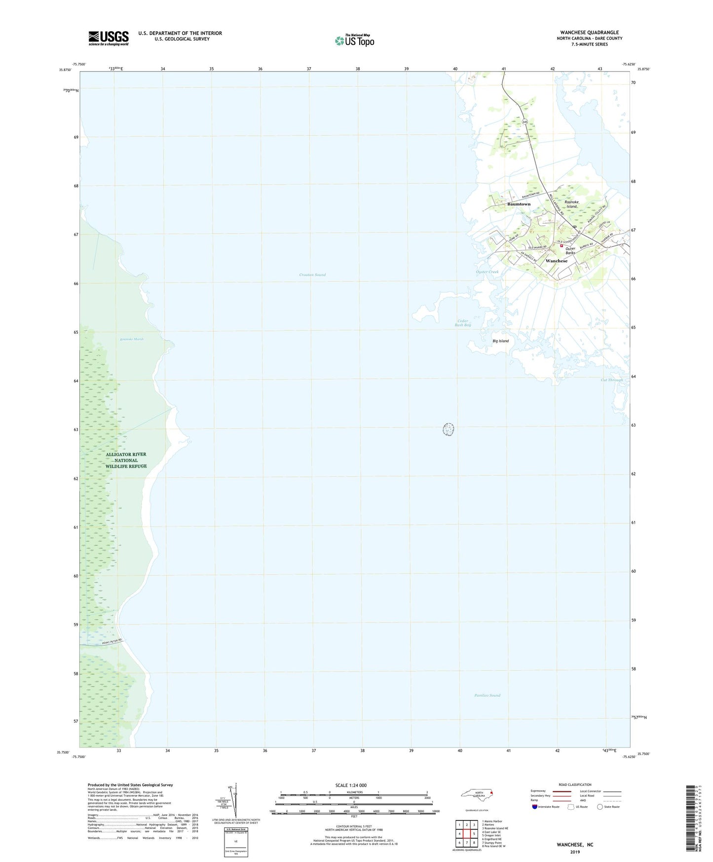 Wanchese North Carolina US Topo Map Image
