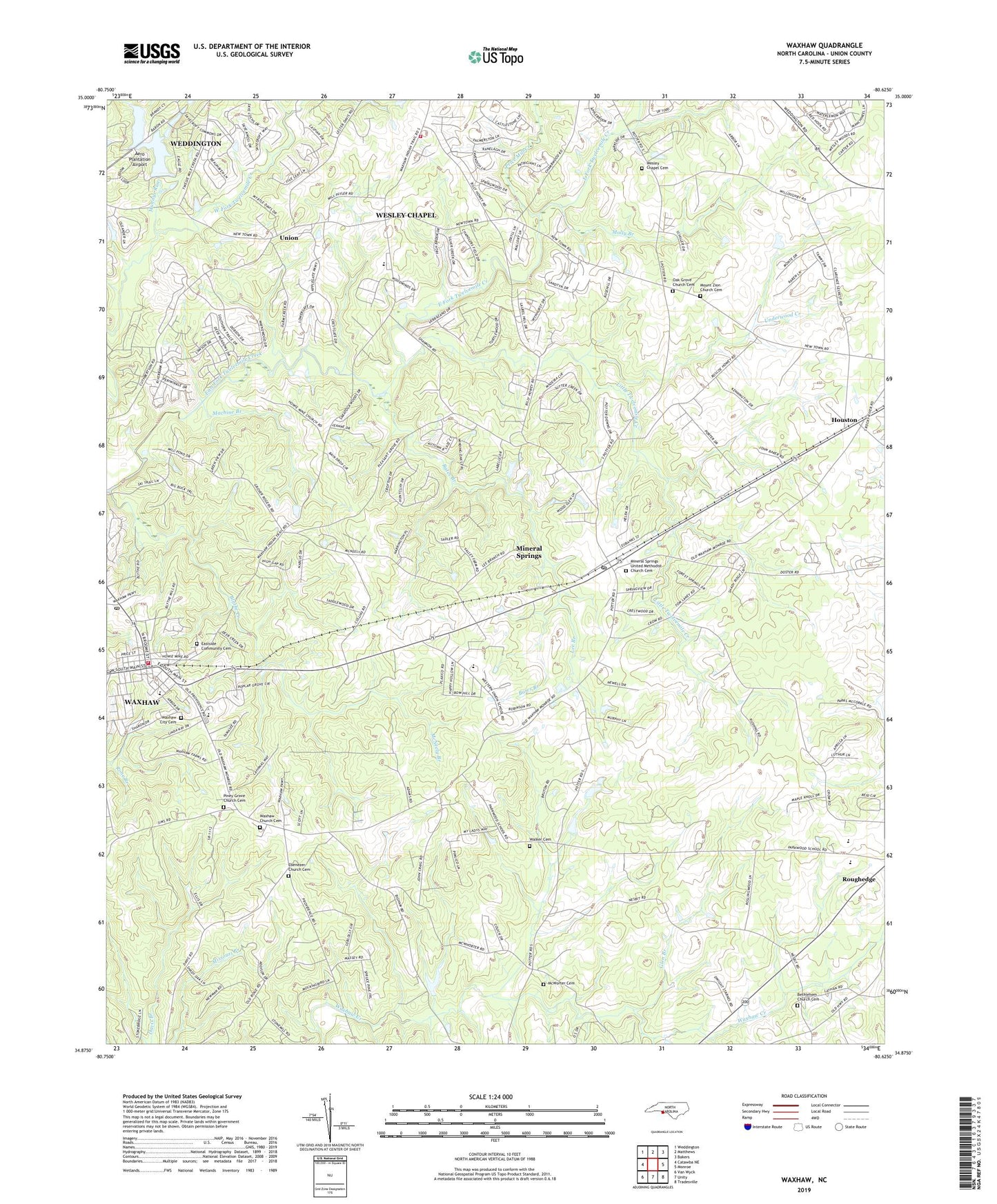 Waxhaw North Carolina US Topo Map Image