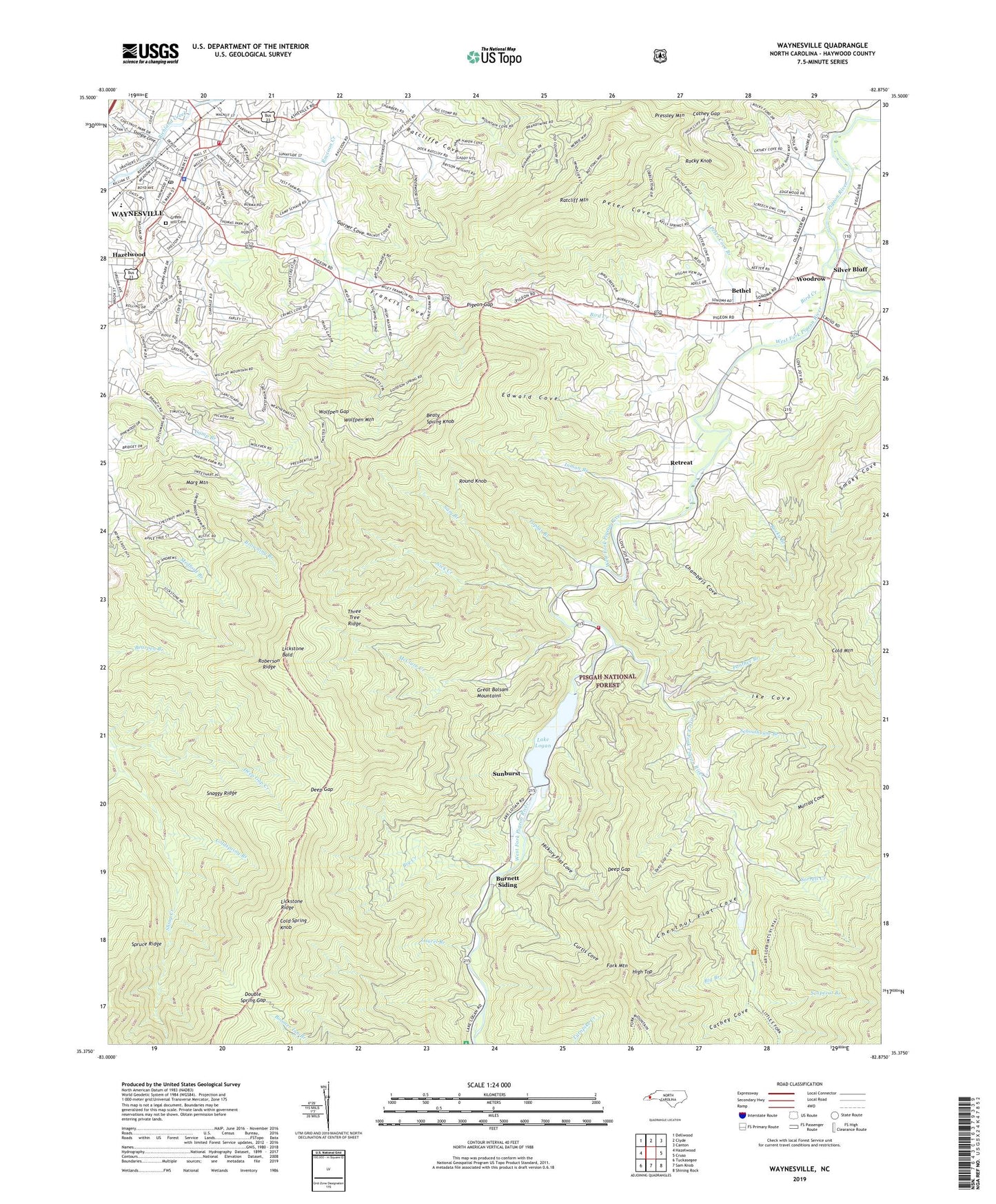 Waynesville North Carolina US Topo Map Image