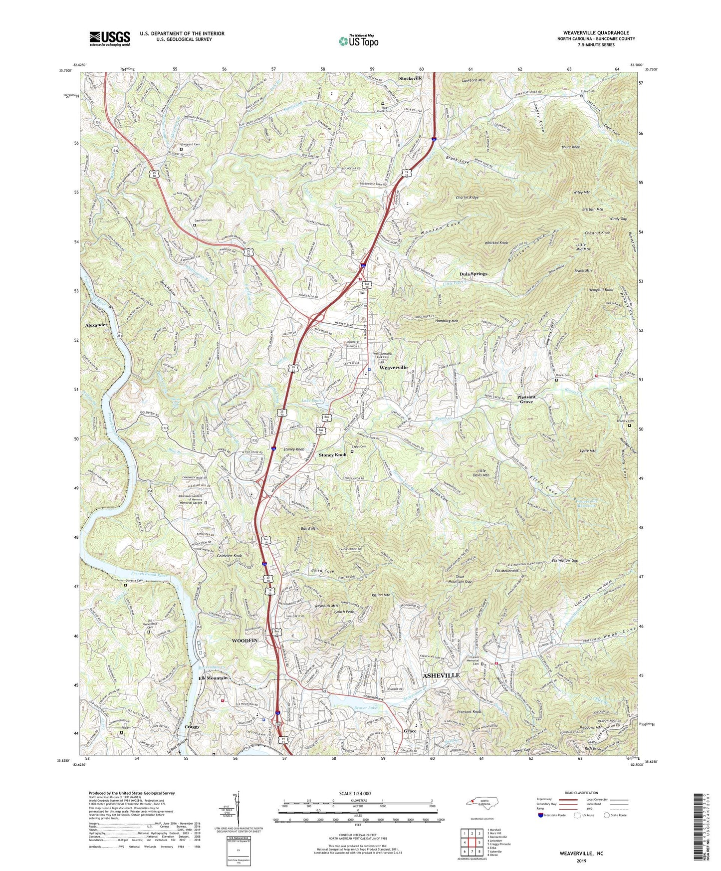 Weaverville North Carolina US Topo Map Image