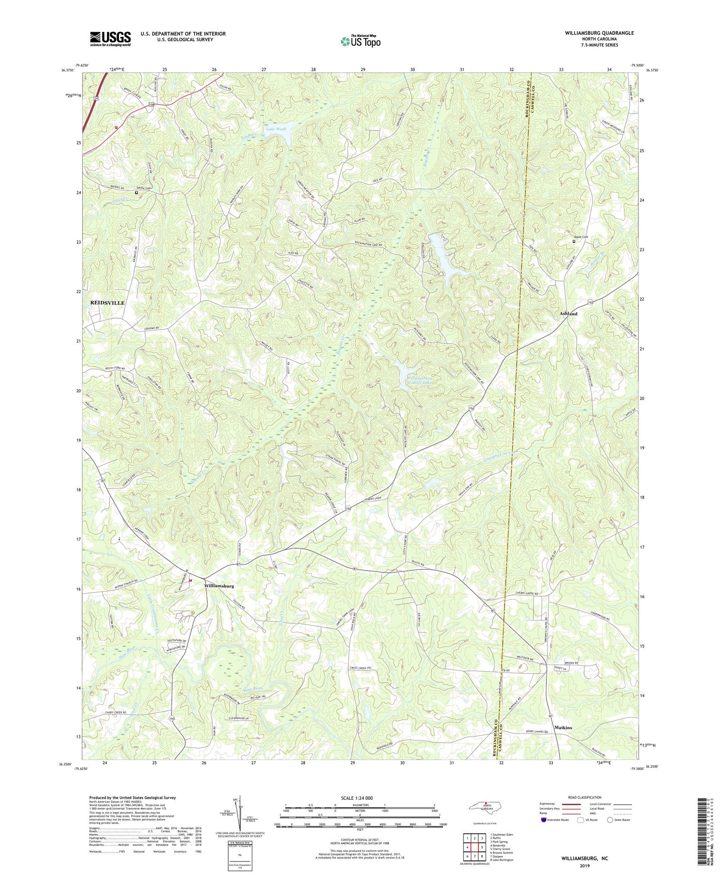 Williamsburg North Carolina US Topo Map Image