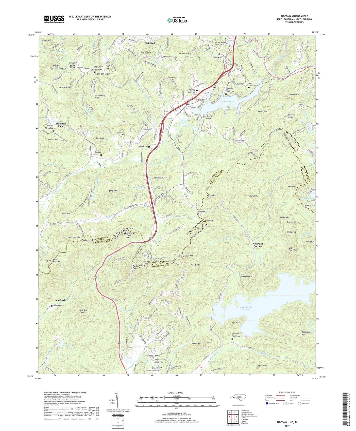 Zirconia North Carolina US Topo Map Image