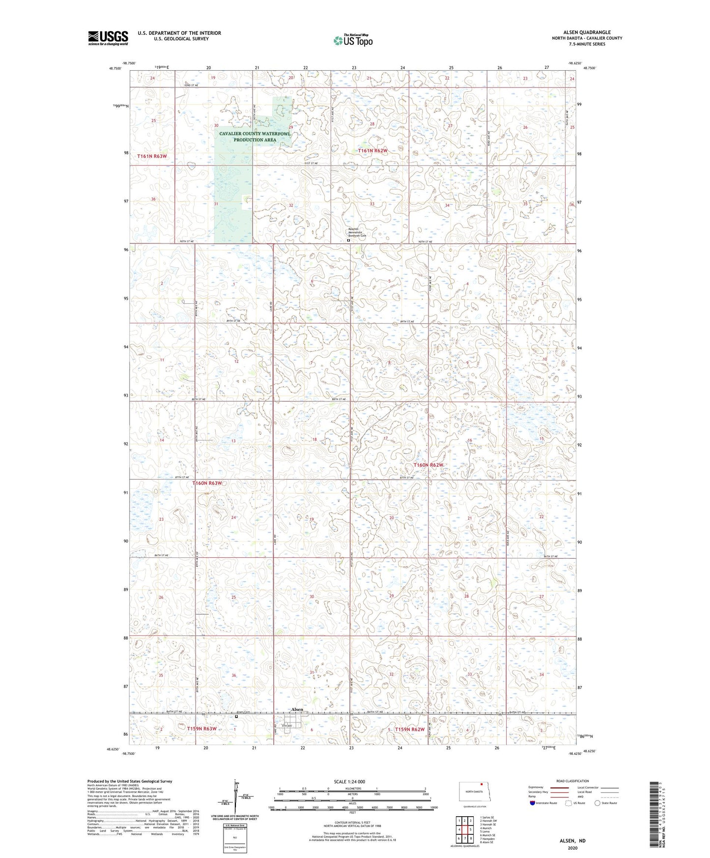 Alsen North Dakota US Topo Map Image