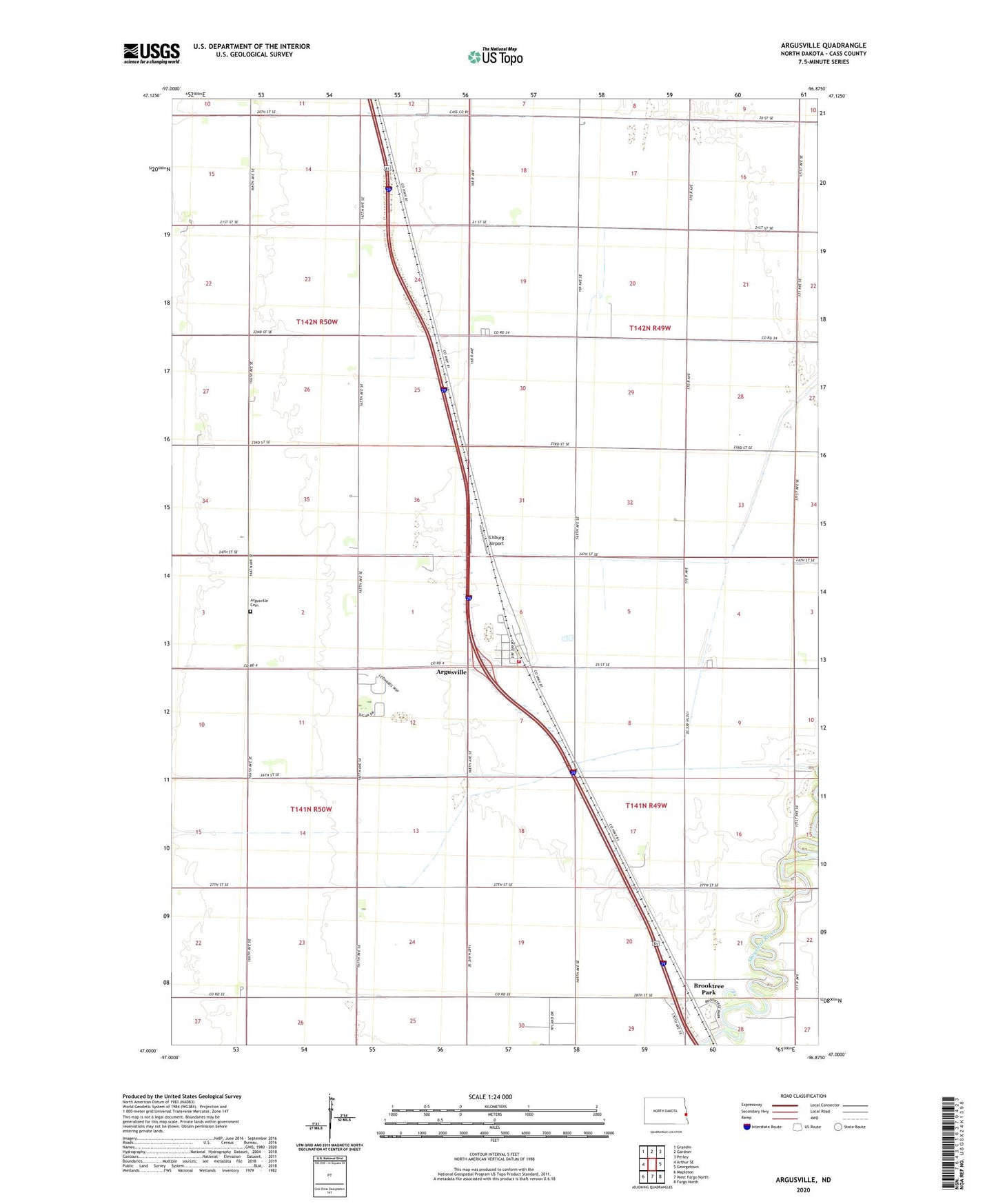 Argusville North Dakota US Topo Map Image