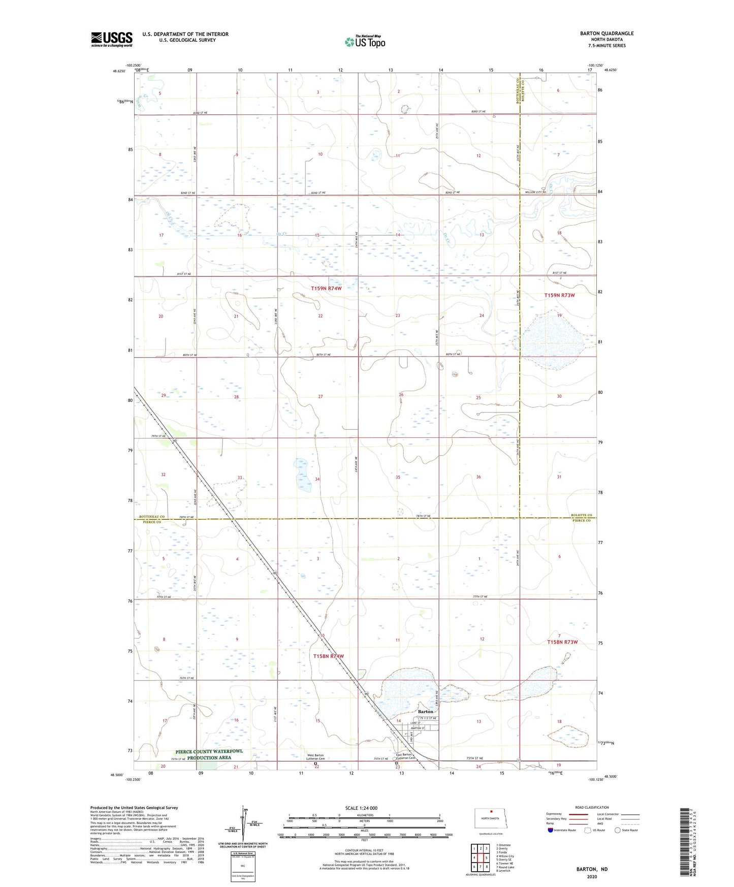 Barton North Dakota US Topo Map Image