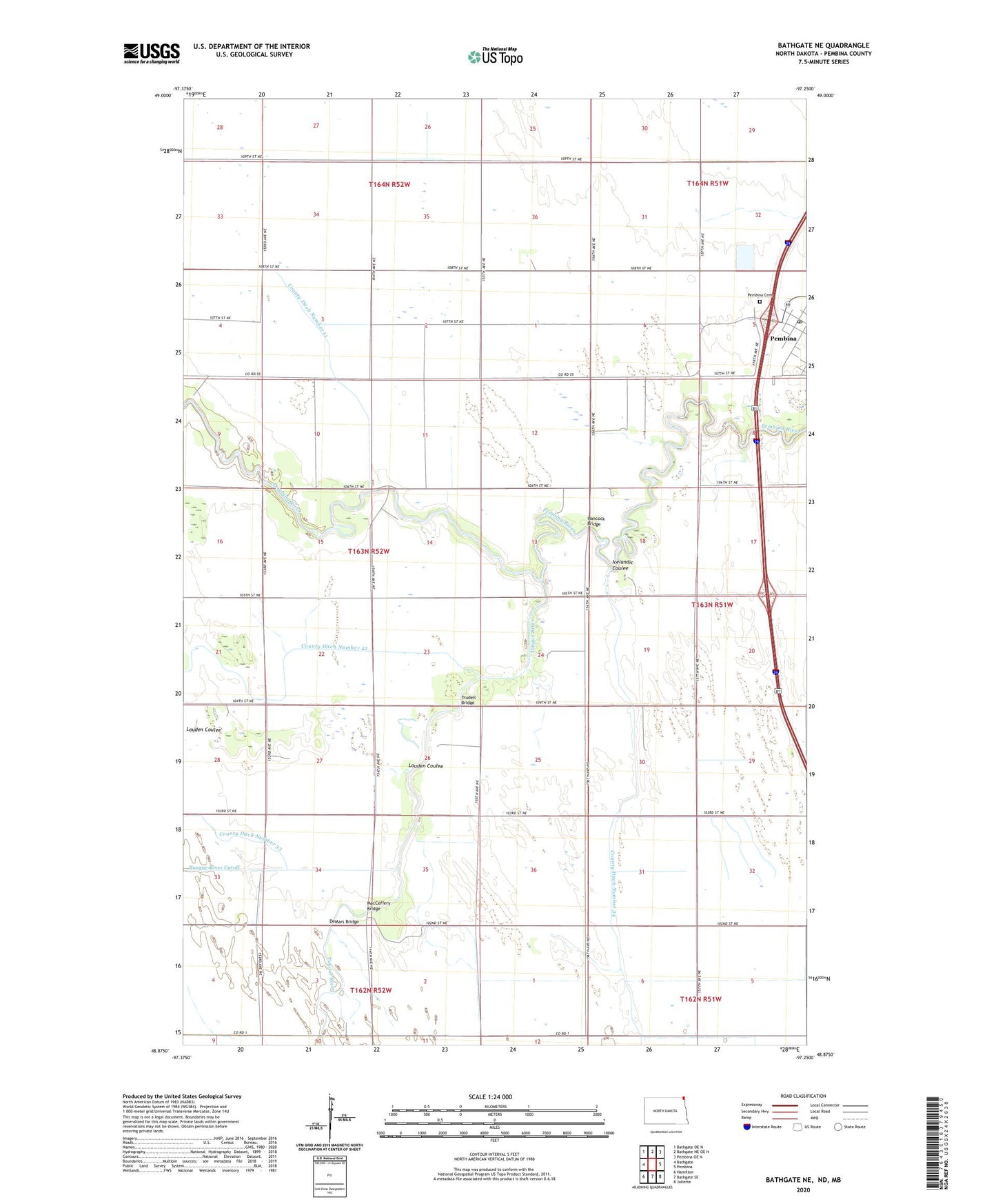 Bathgate NE North Dakota US Topo Map Image
