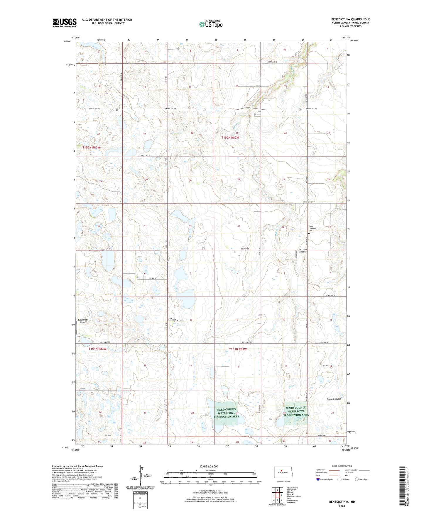 Benedict NW North Dakota US Topo Map Image
