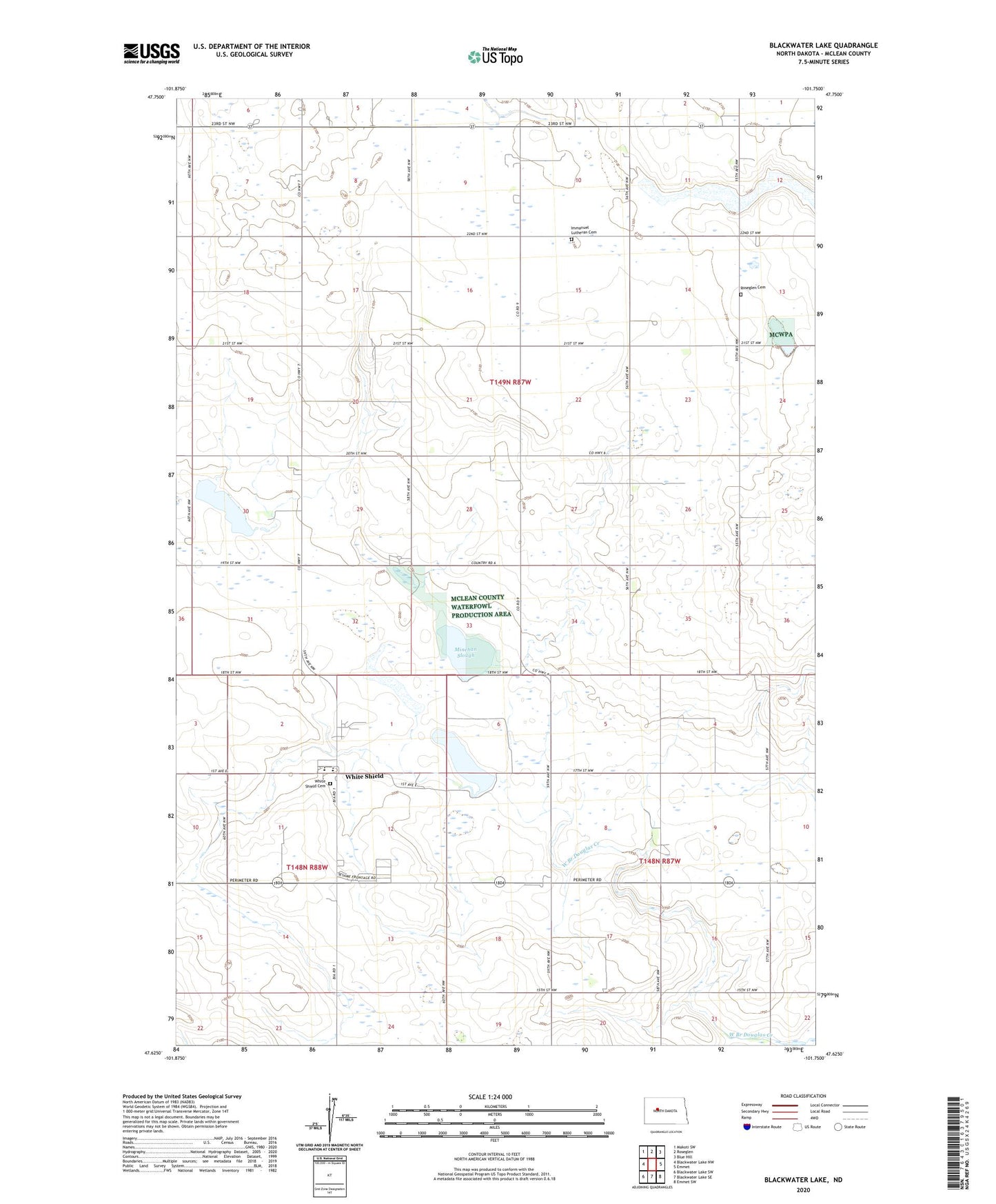 Blackwater Lake North Dakota US Topo Map Image