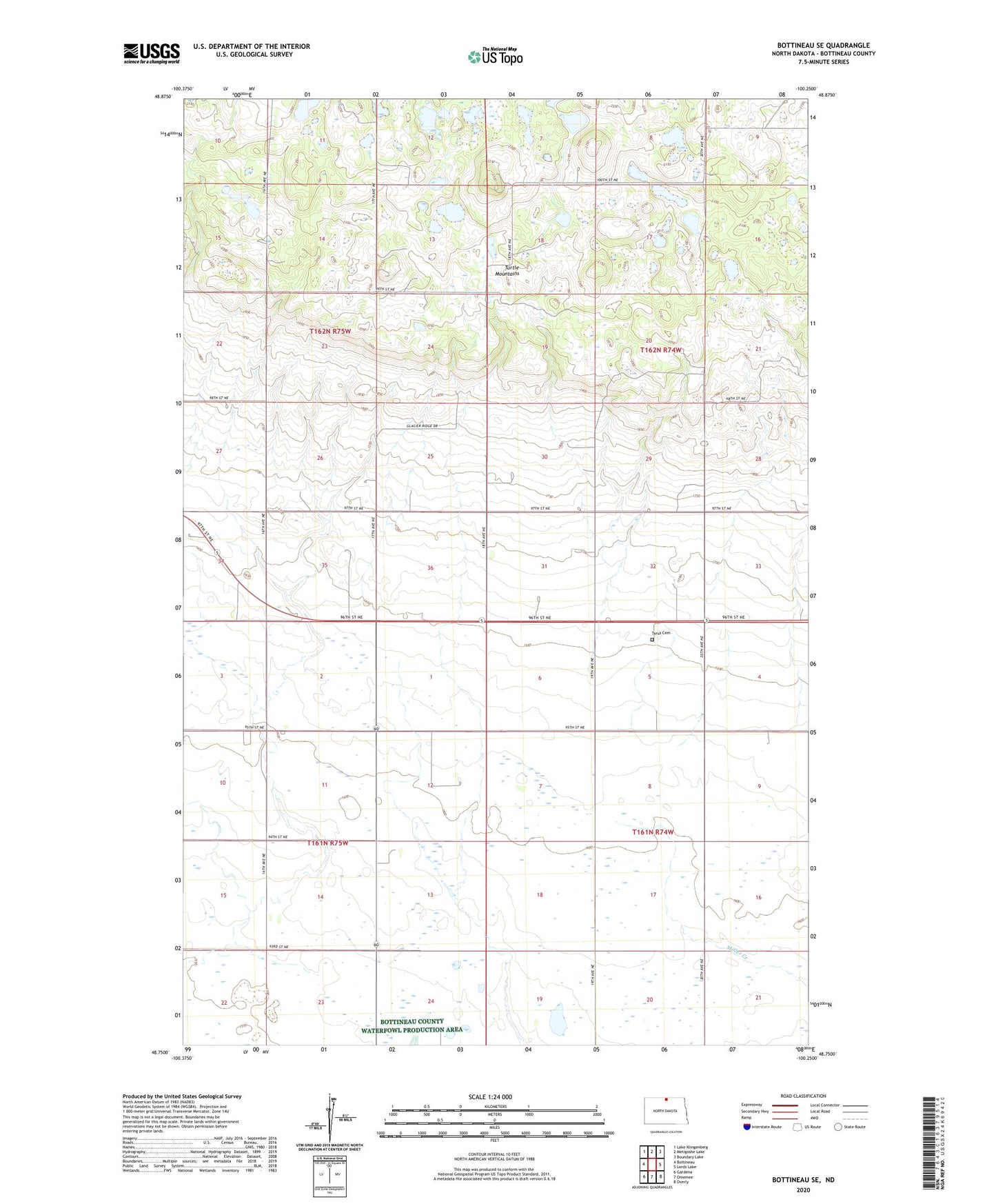 Bottineau SE North Dakota US Topo Map Image
