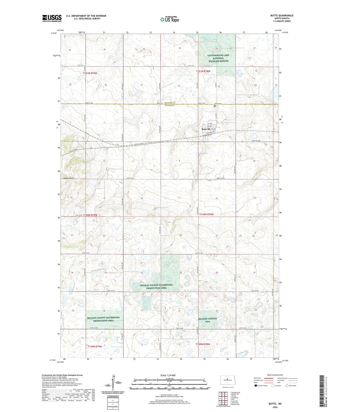 Butte North Dakota US Topo Map Image