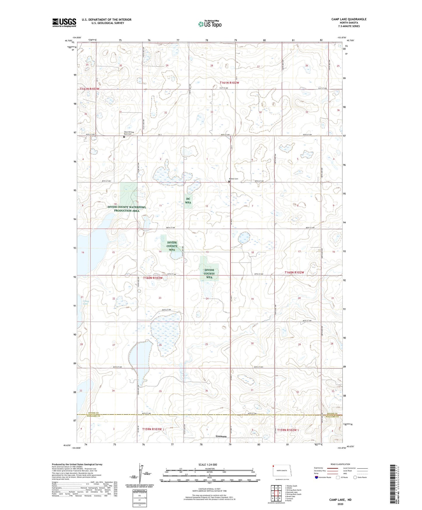 Camp Lake North Dakota US Topo Map Image