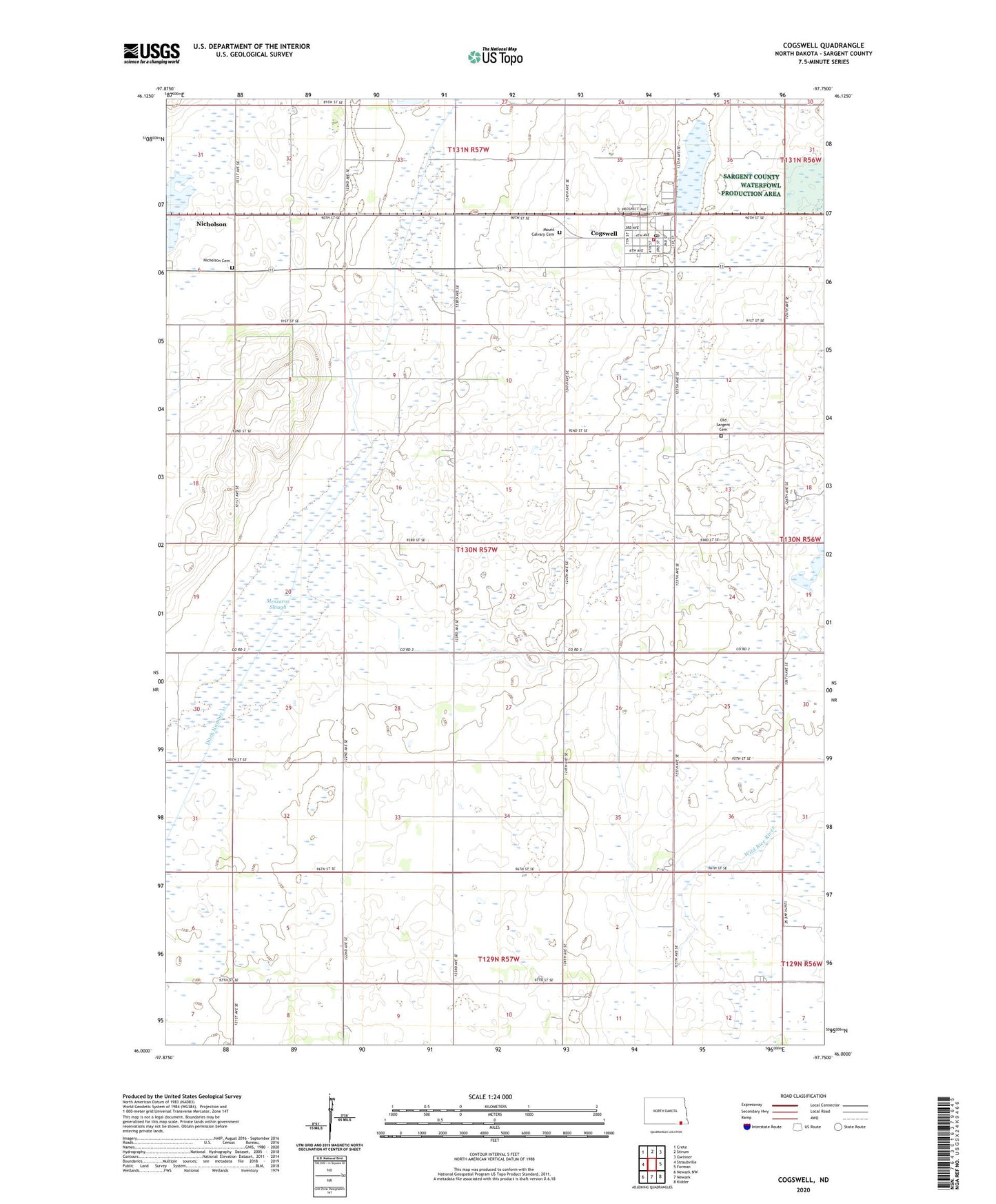 Cogswell North Dakota US Topo Map Image