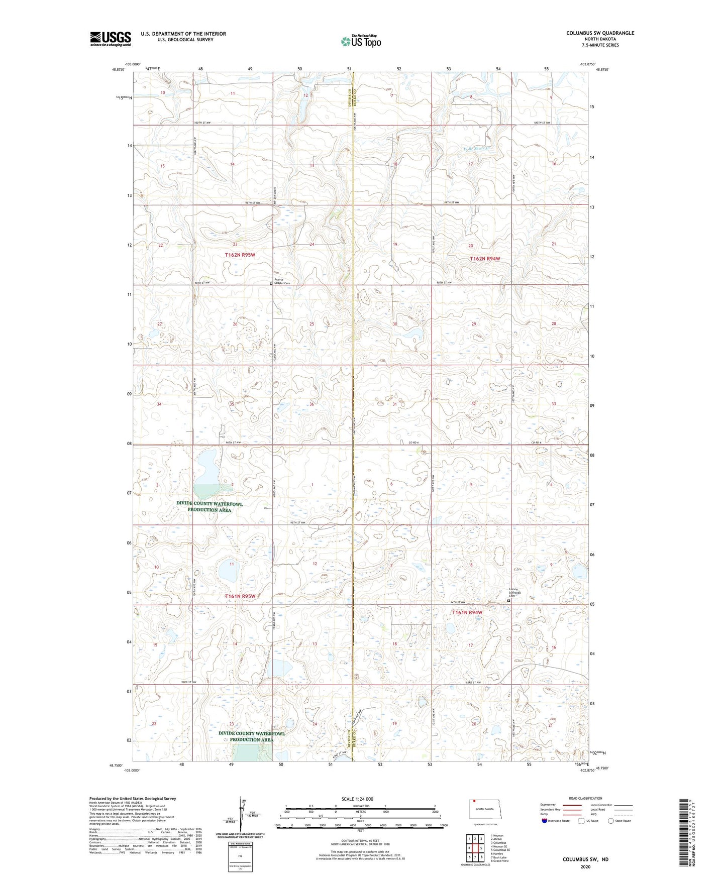 Columbus SW North Dakota US Topo Map Image