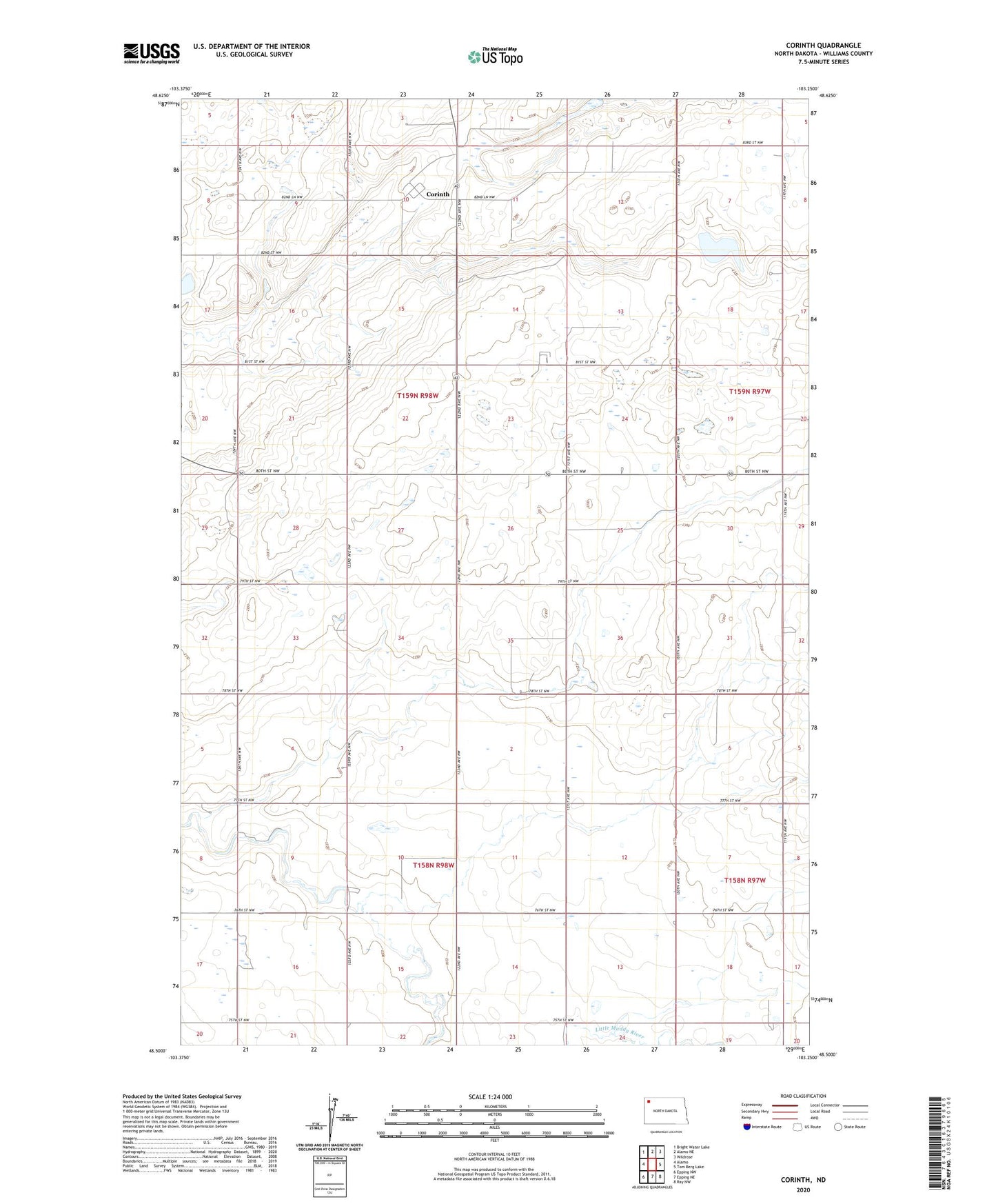 Corinth North Dakota US Topo Map Image