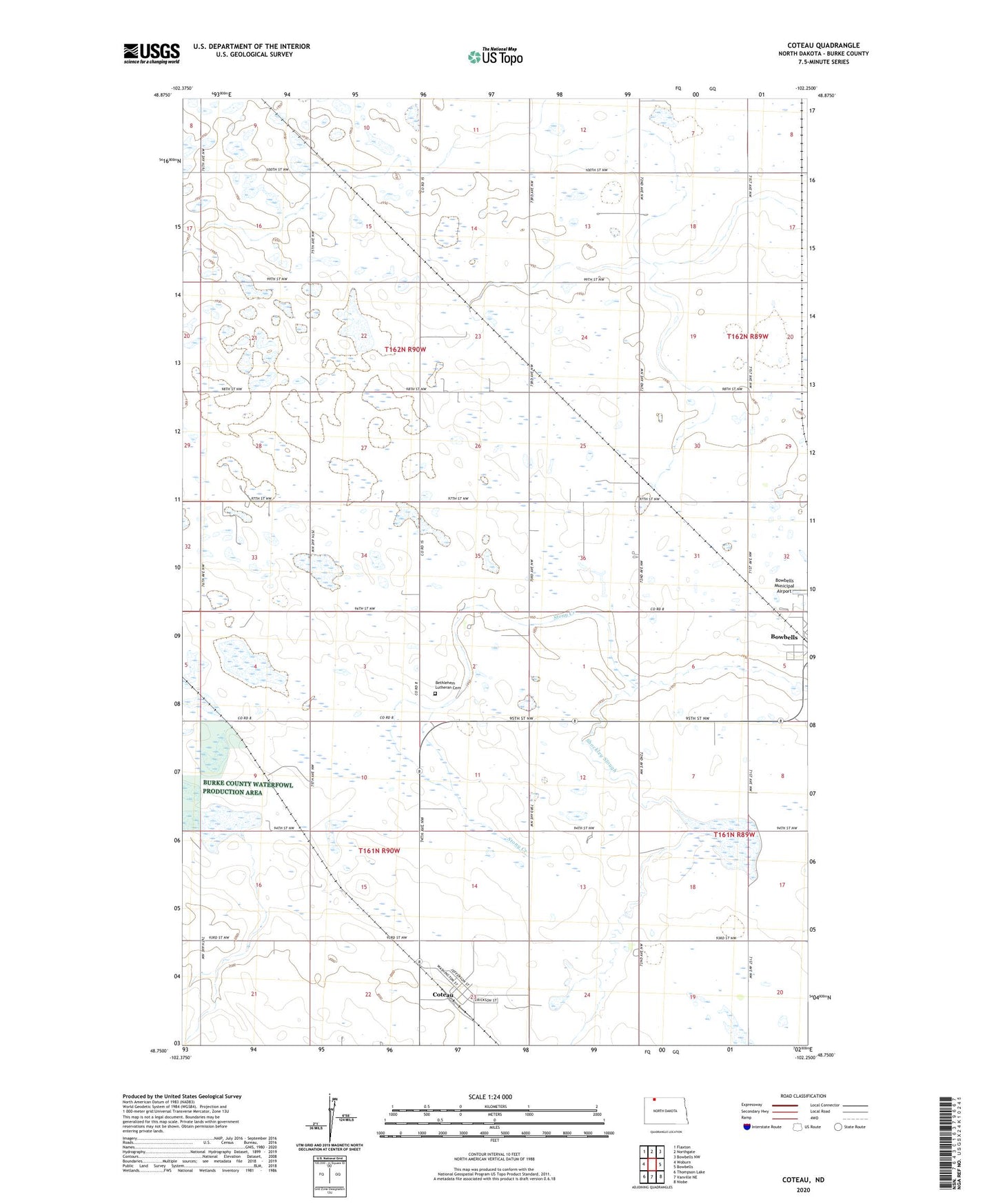 Coteau North Dakota US Topo Map Image