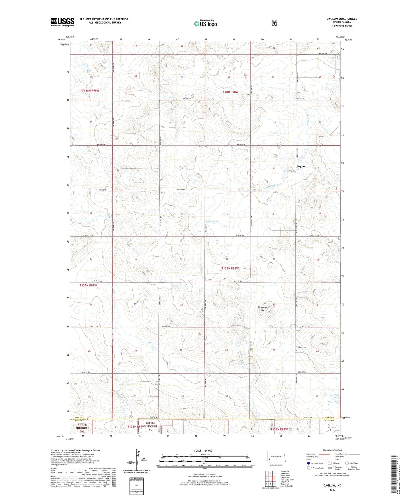 Daglum North Dakota US Topo Map Image