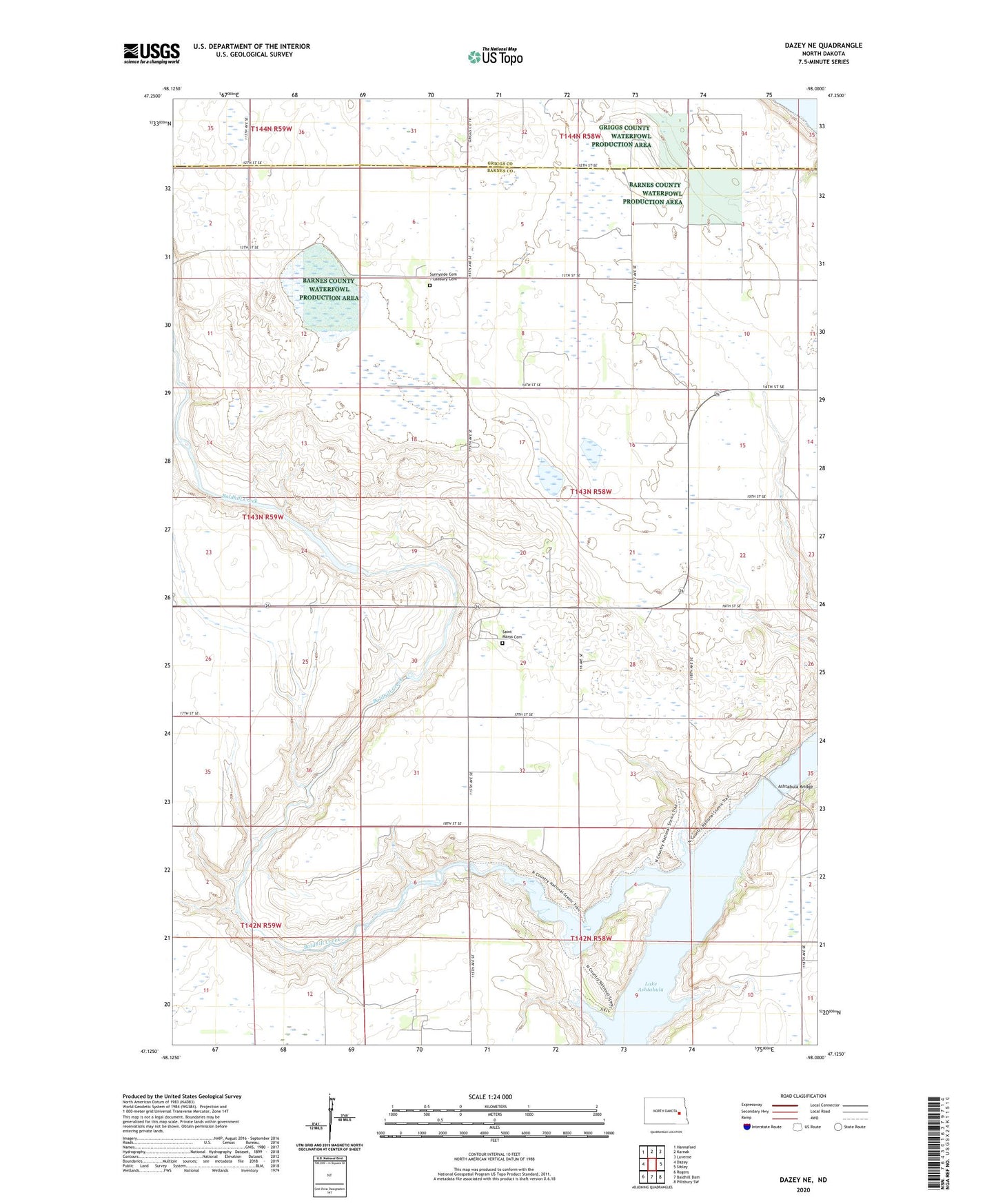 Dazey NE North Dakota US Topo Map Image