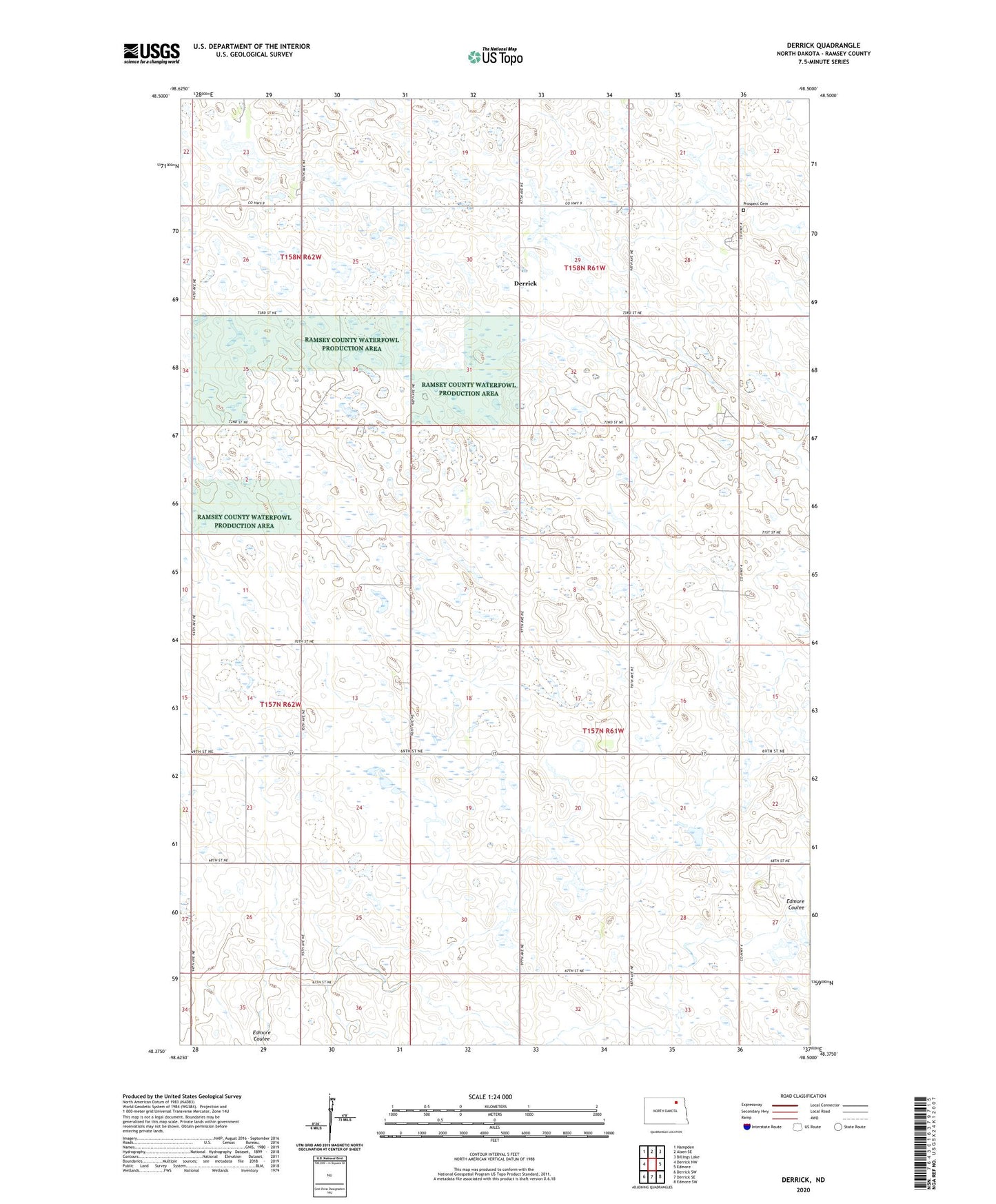 Derrick North Dakota US Topo Map Image