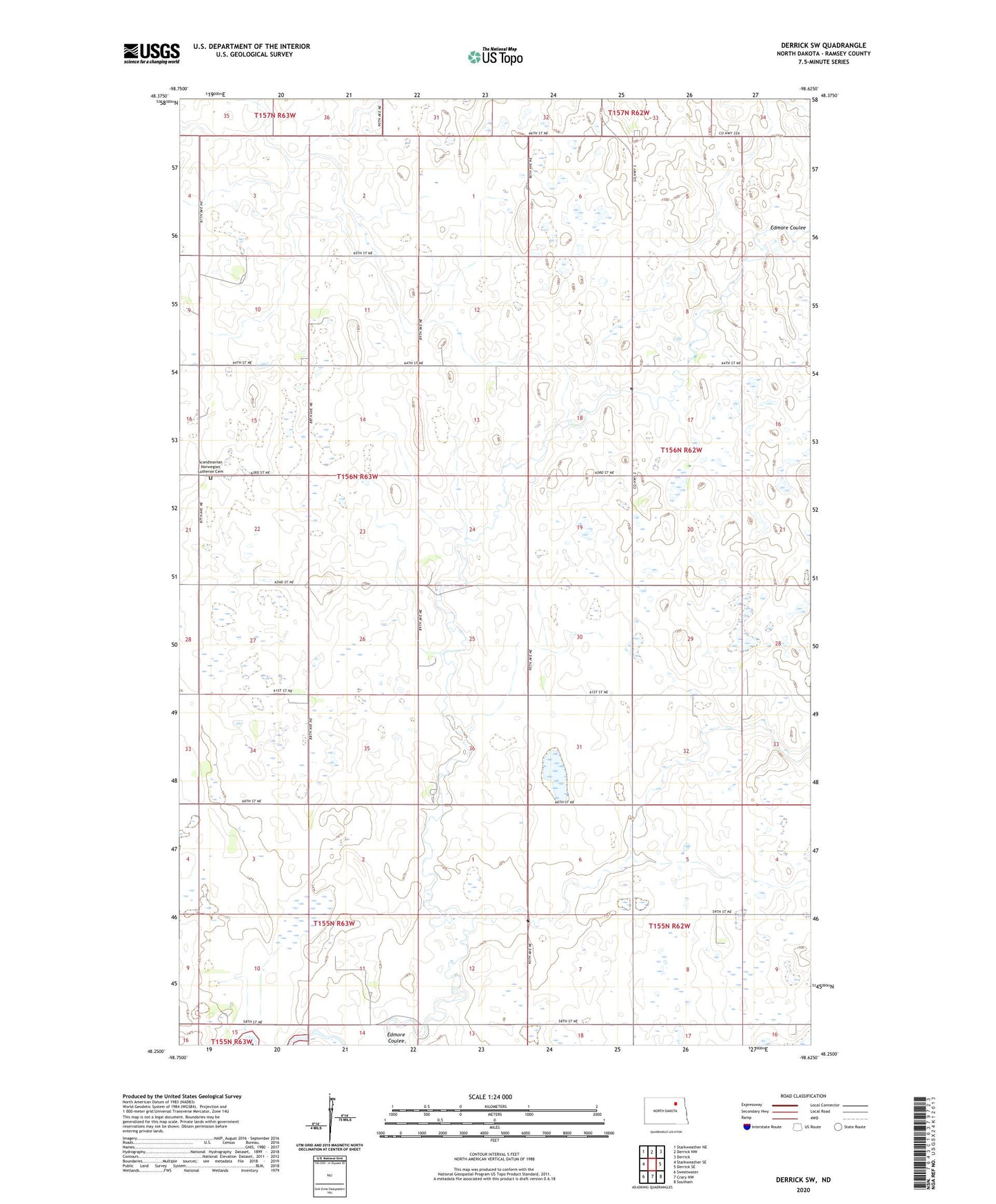 Derrick SW North Dakota US Topo Map Image