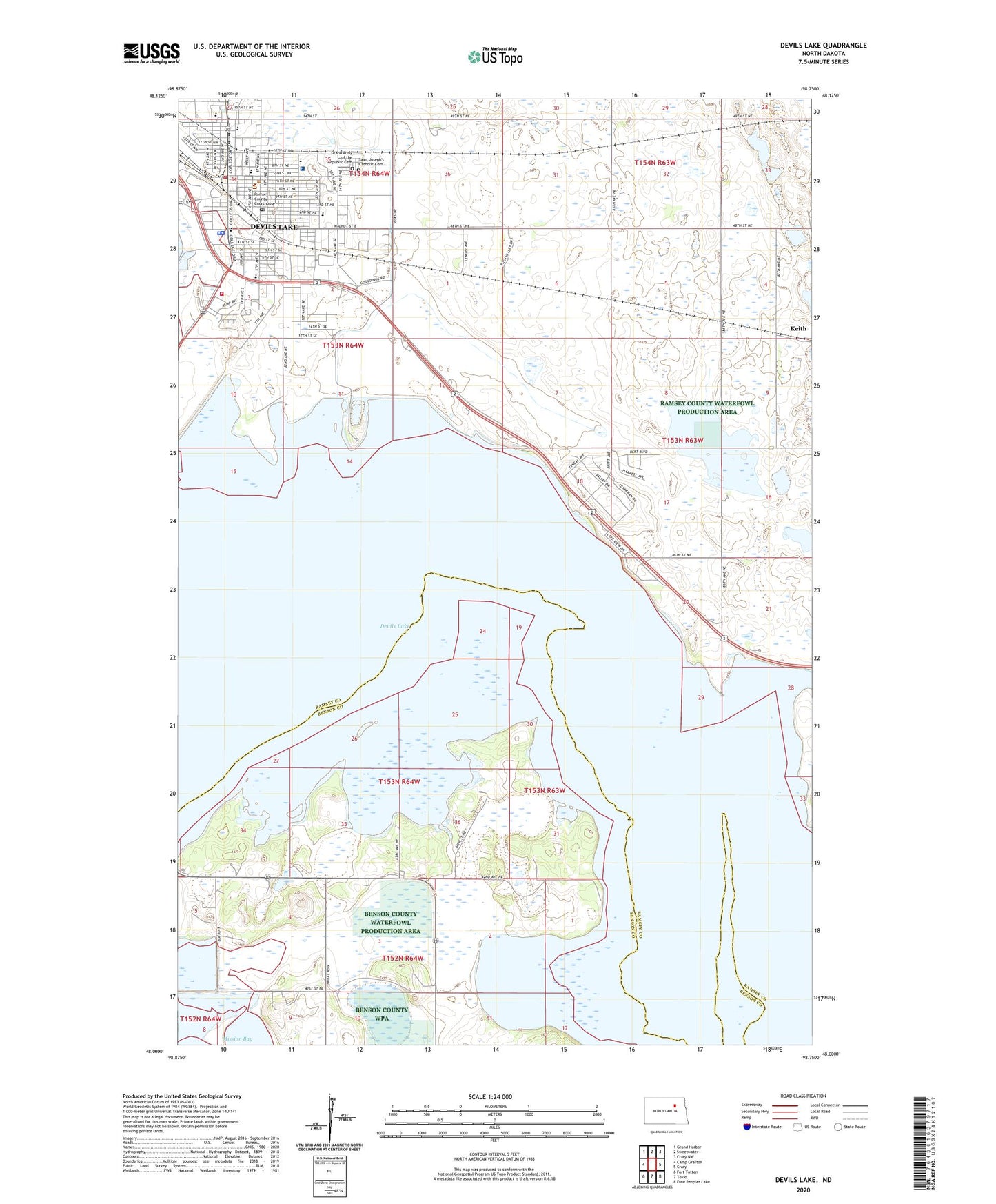 Devils Lake North Dakota US Topo Map Image