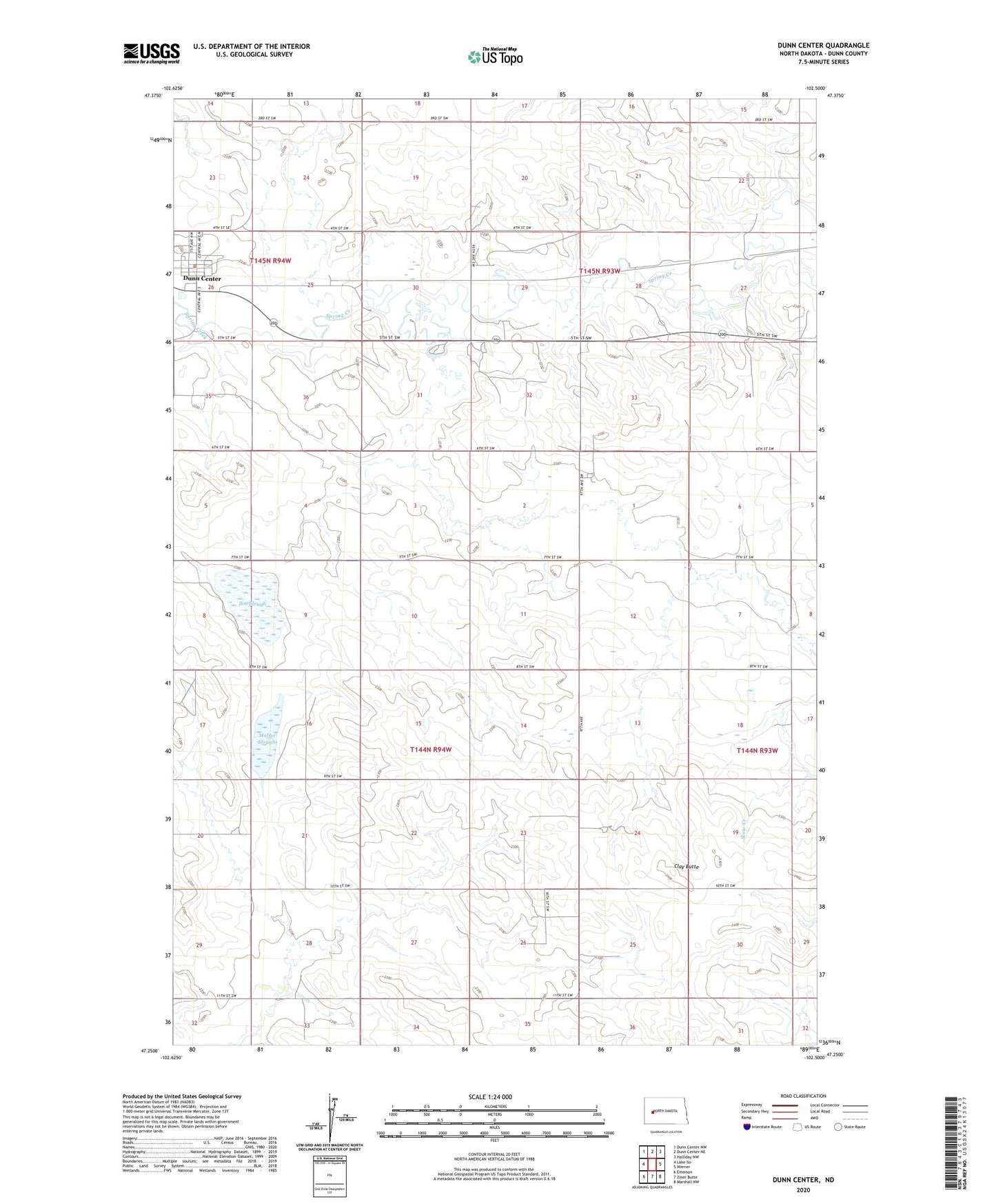 Dunn Center North Dakota US Topo Map Image
