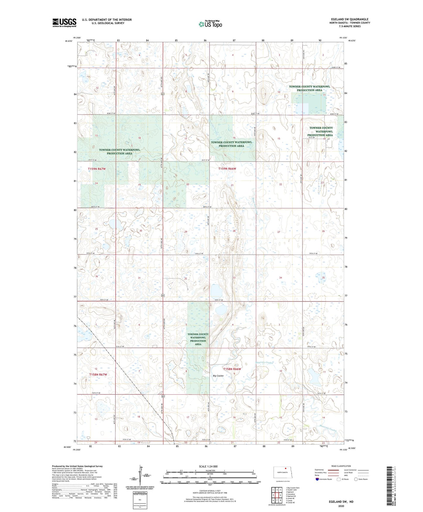 Egeland SW North Dakota US Topo Map Image
