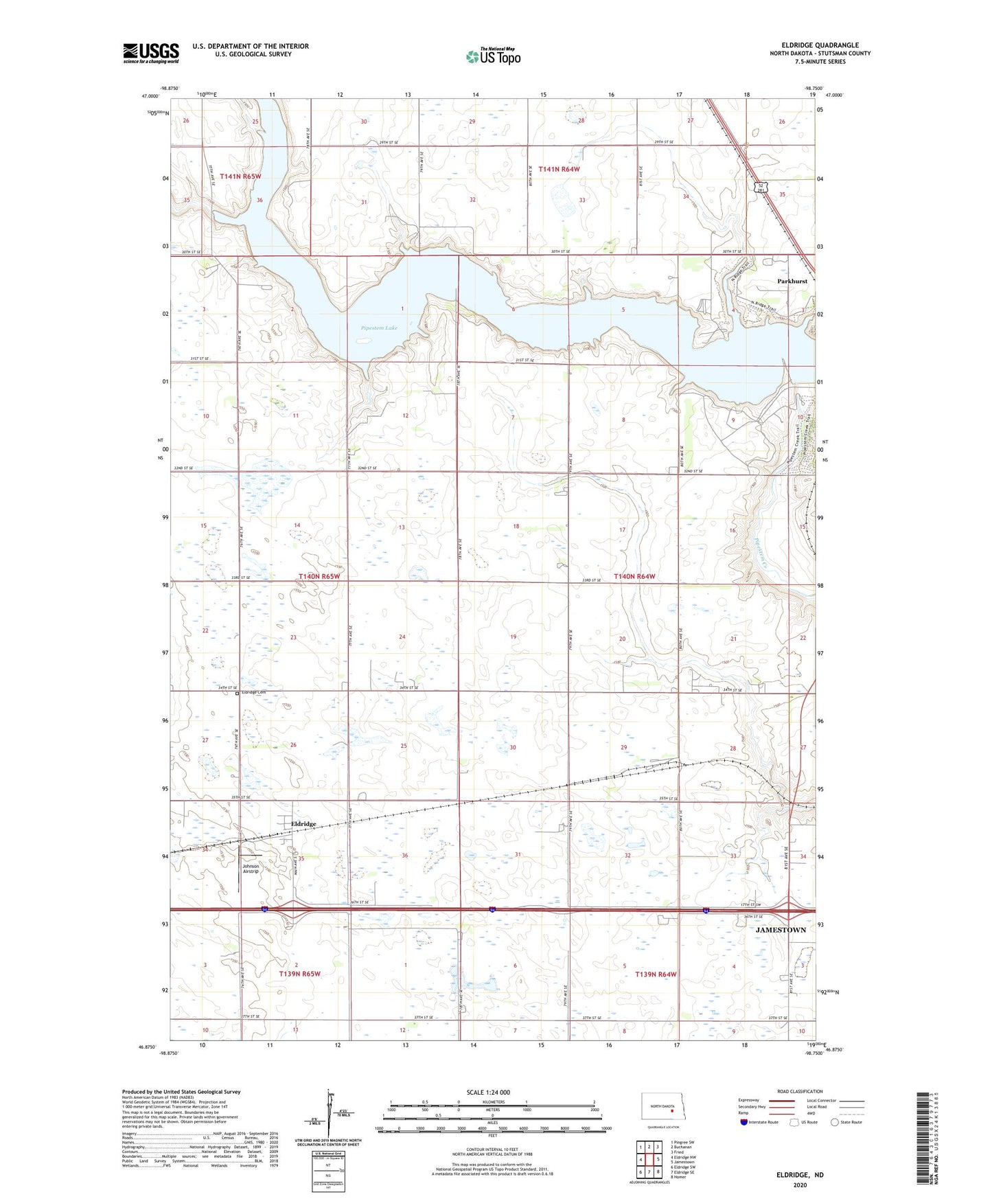 Eldridge North Dakota US Topo Map Image