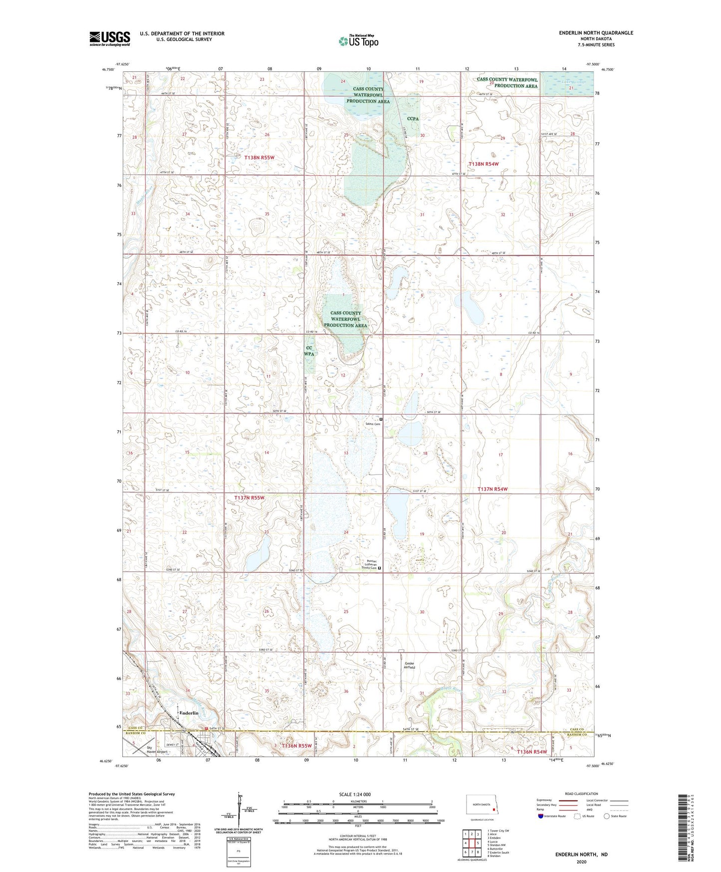 Enderlin North North Dakota US Topo Map Image